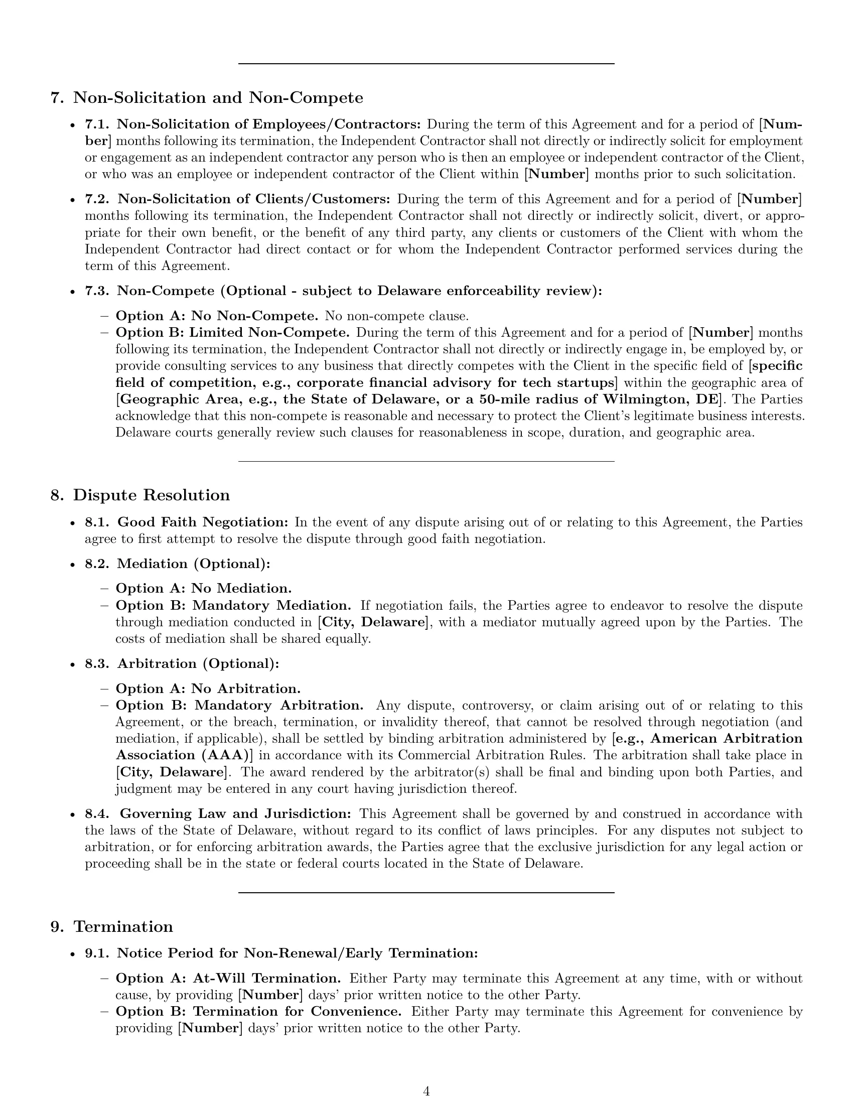 Preview page 4 of Pro Delaware consulting independent contractor agreement template