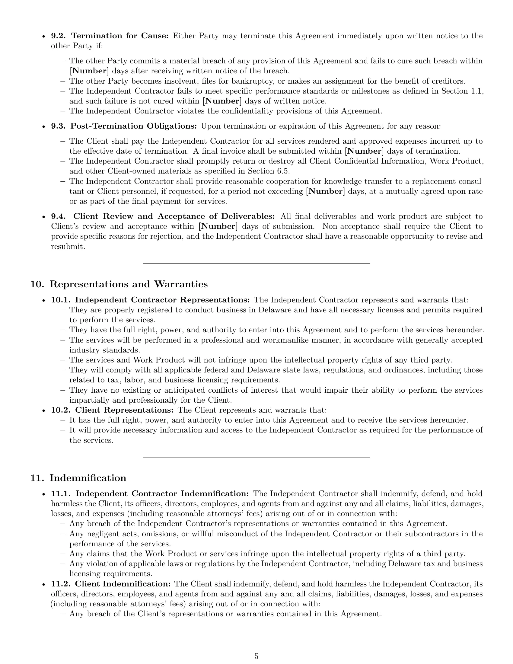Preview page 5 of Pro Delaware consulting independent contractor agreement template