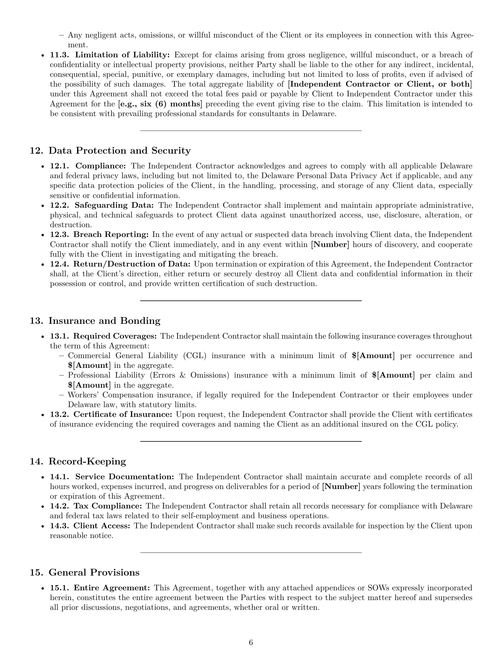 Preview page 6 of Pro Delaware consulting independent contractor agreement template