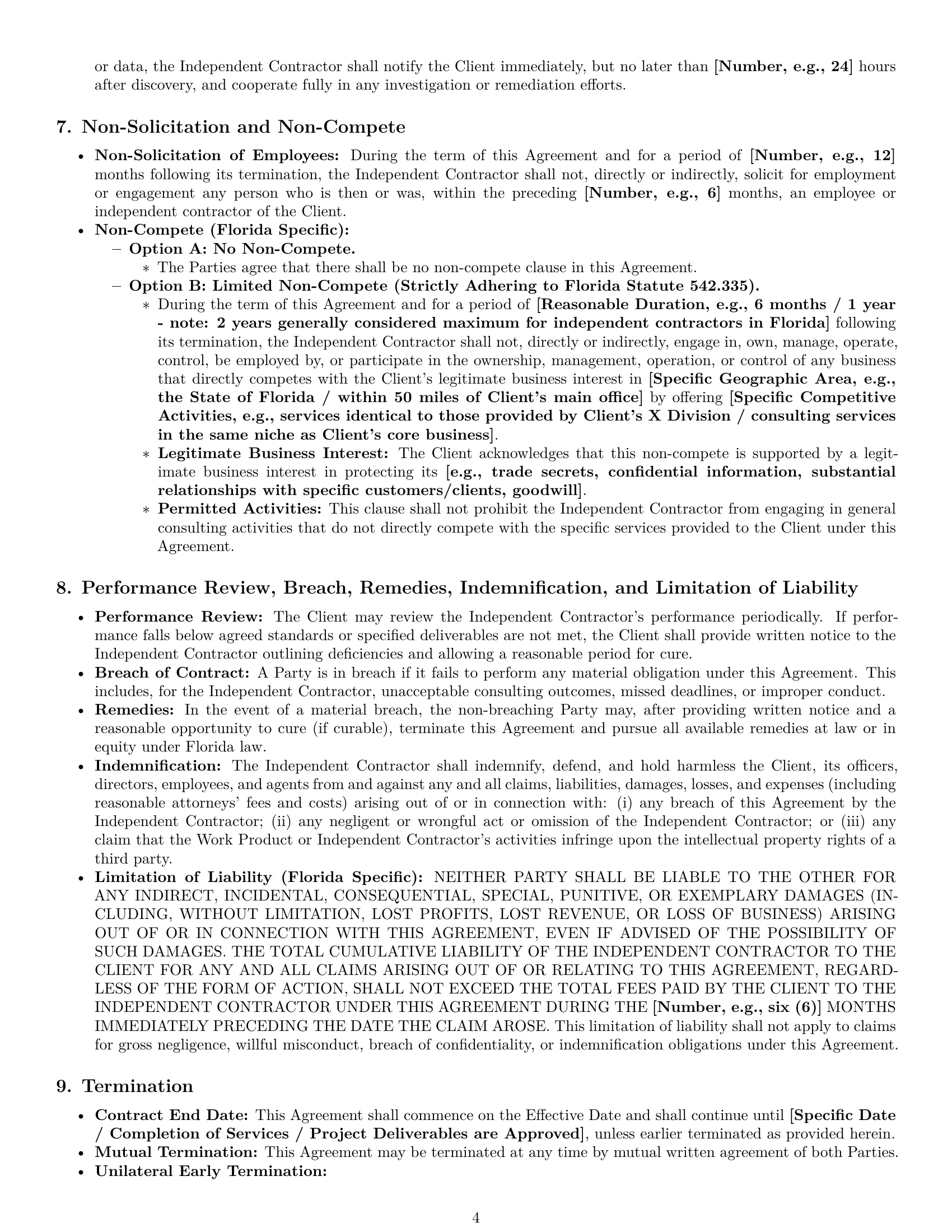 Preview page 4 of Pro Florida consulting independent contractor agreement template