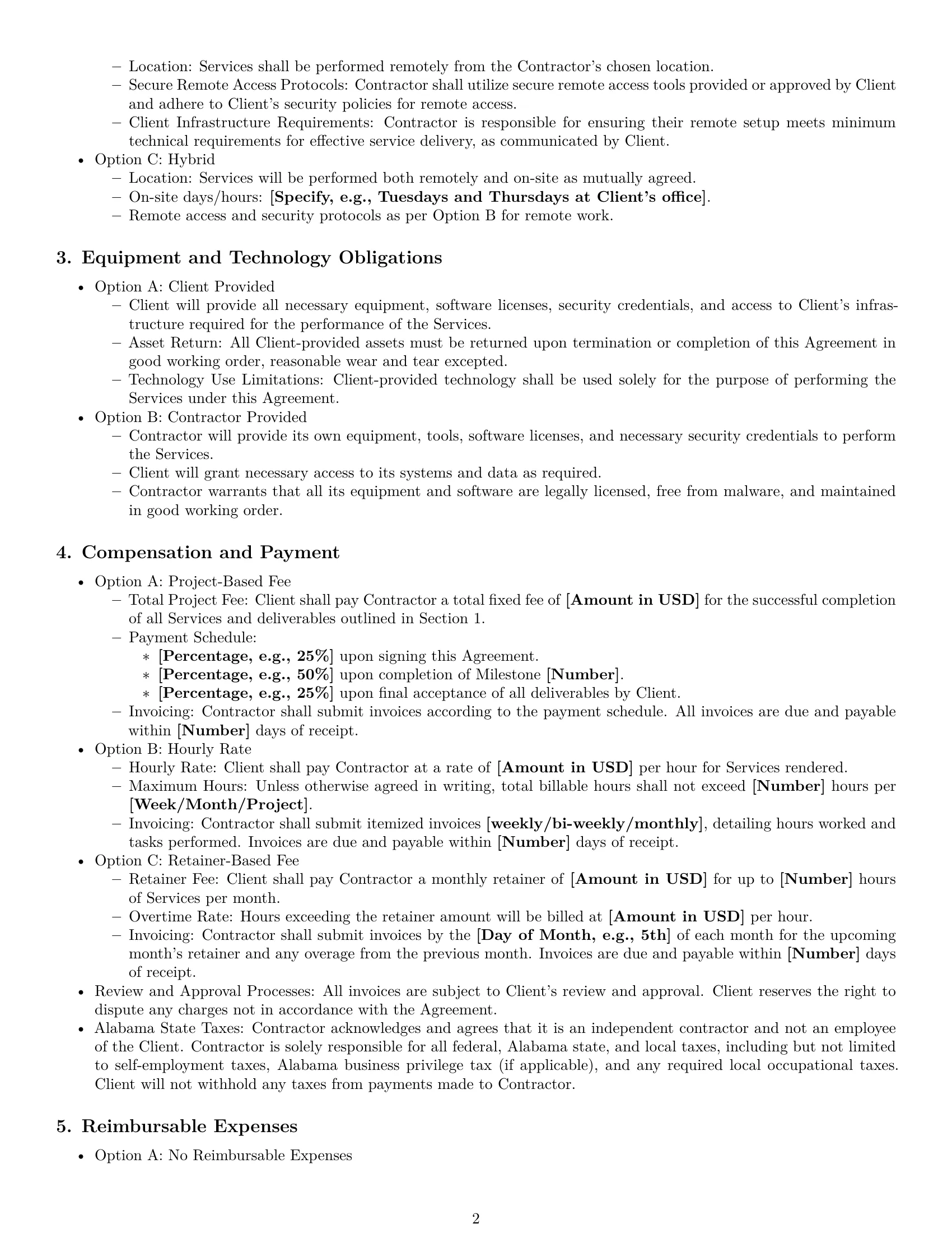 Preview page 2 of Pro Alabama IT independent contractor agreement template