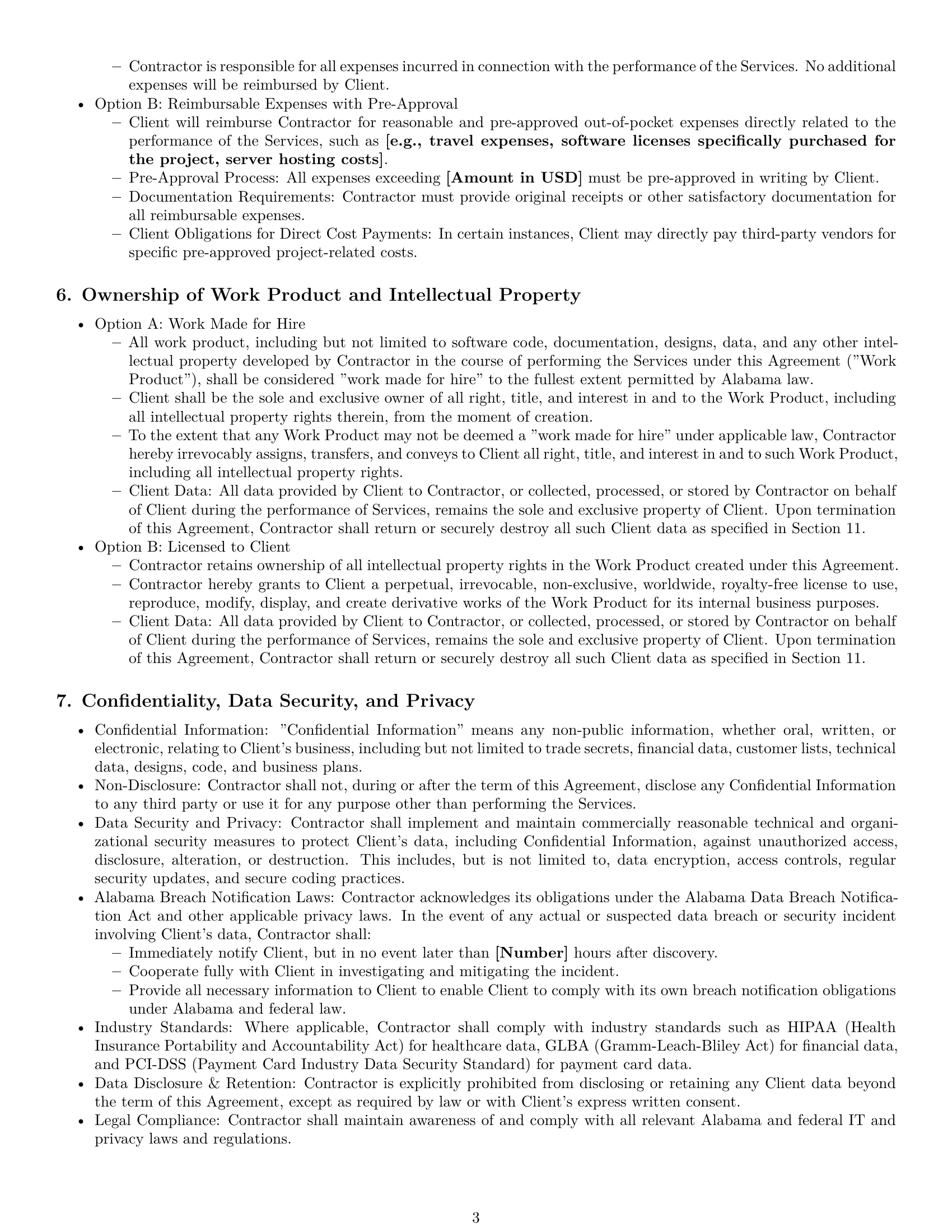 Preview page 3 of Pro Alabama IT independent contractor agreement template