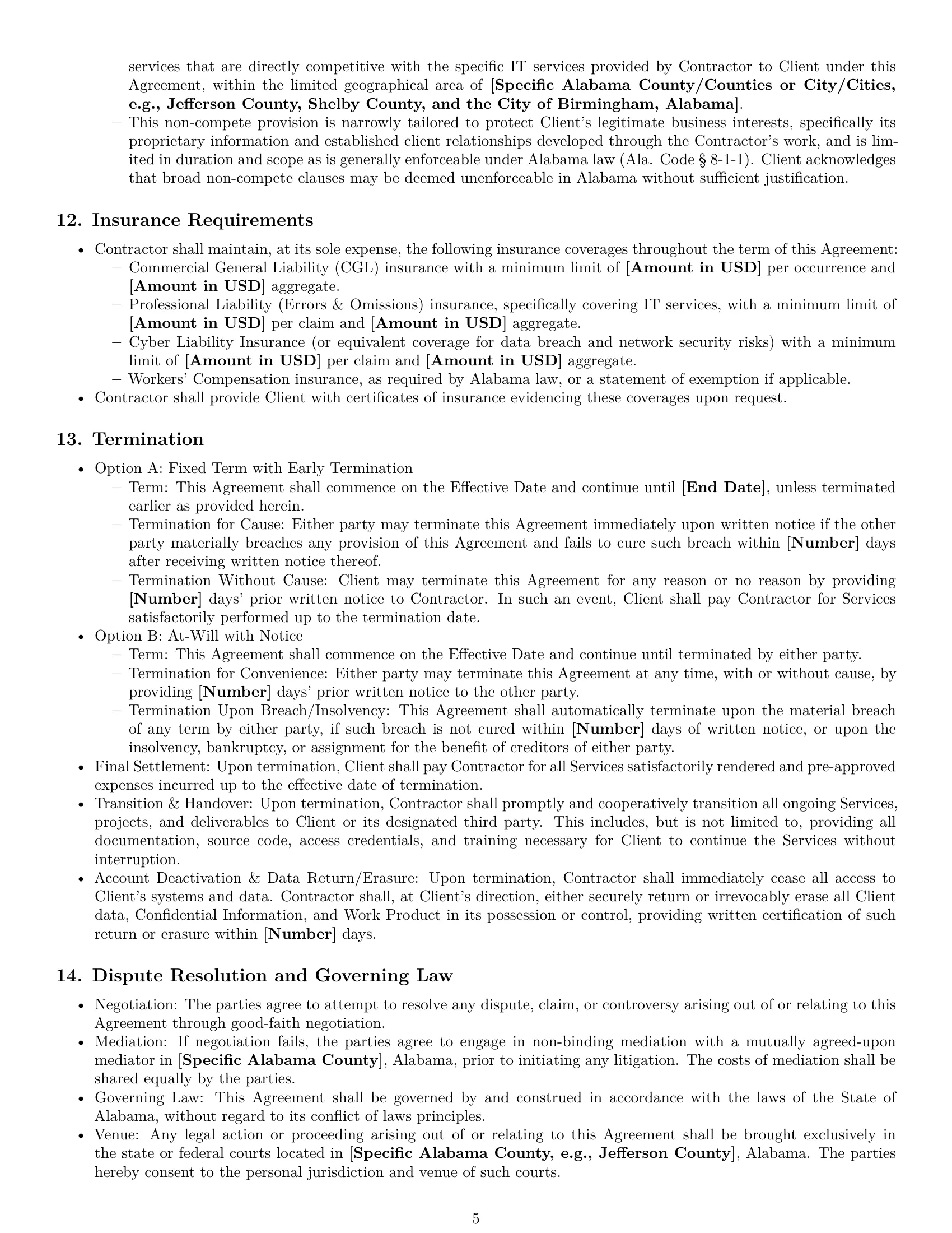 Preview page 5 of Pro Alabama IT independent contractor agreement template