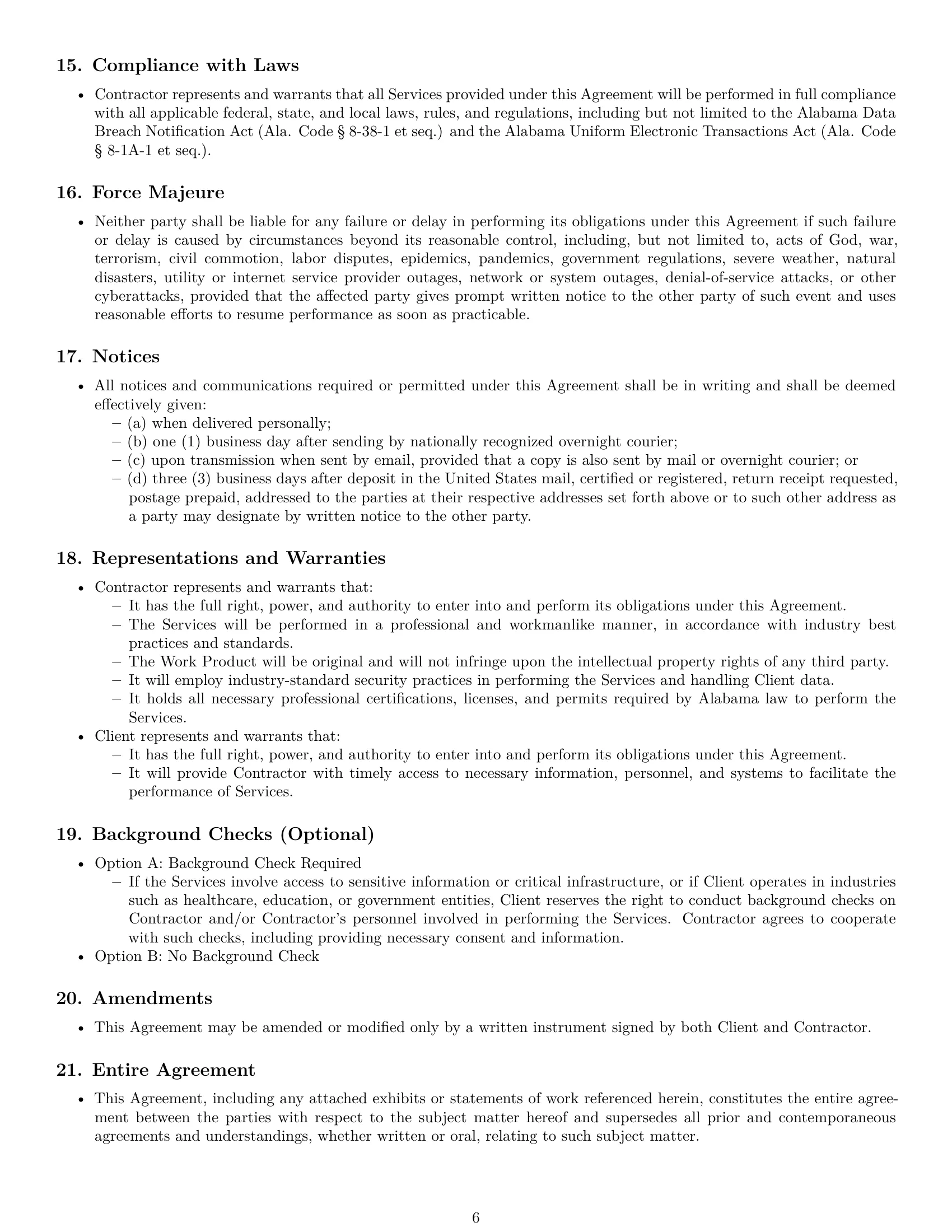 Preview page 6 of Pro Alabama IT independent contractor agreement template