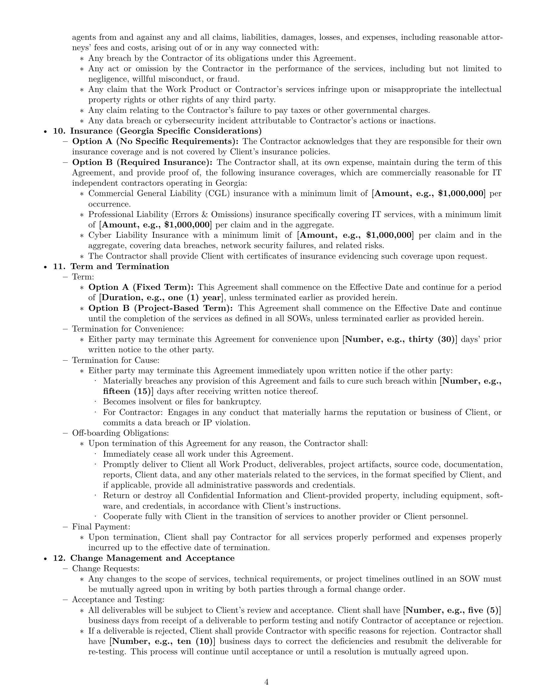 Preview page 4 of Pro Georgia IT independent contractor agreement template