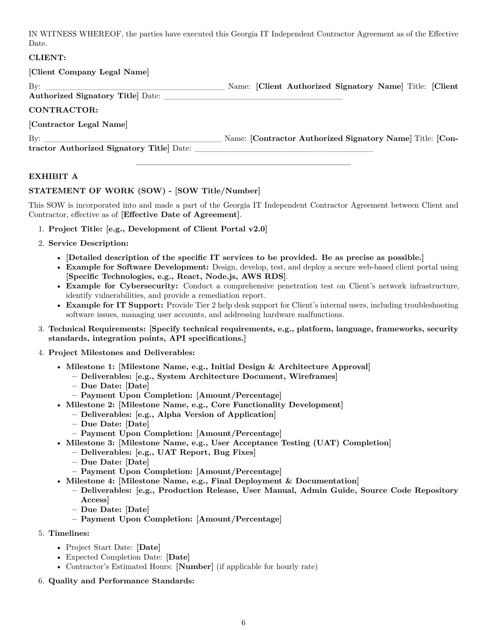 Preview page 6 of Pro Georgia IT independent contractor agreement template