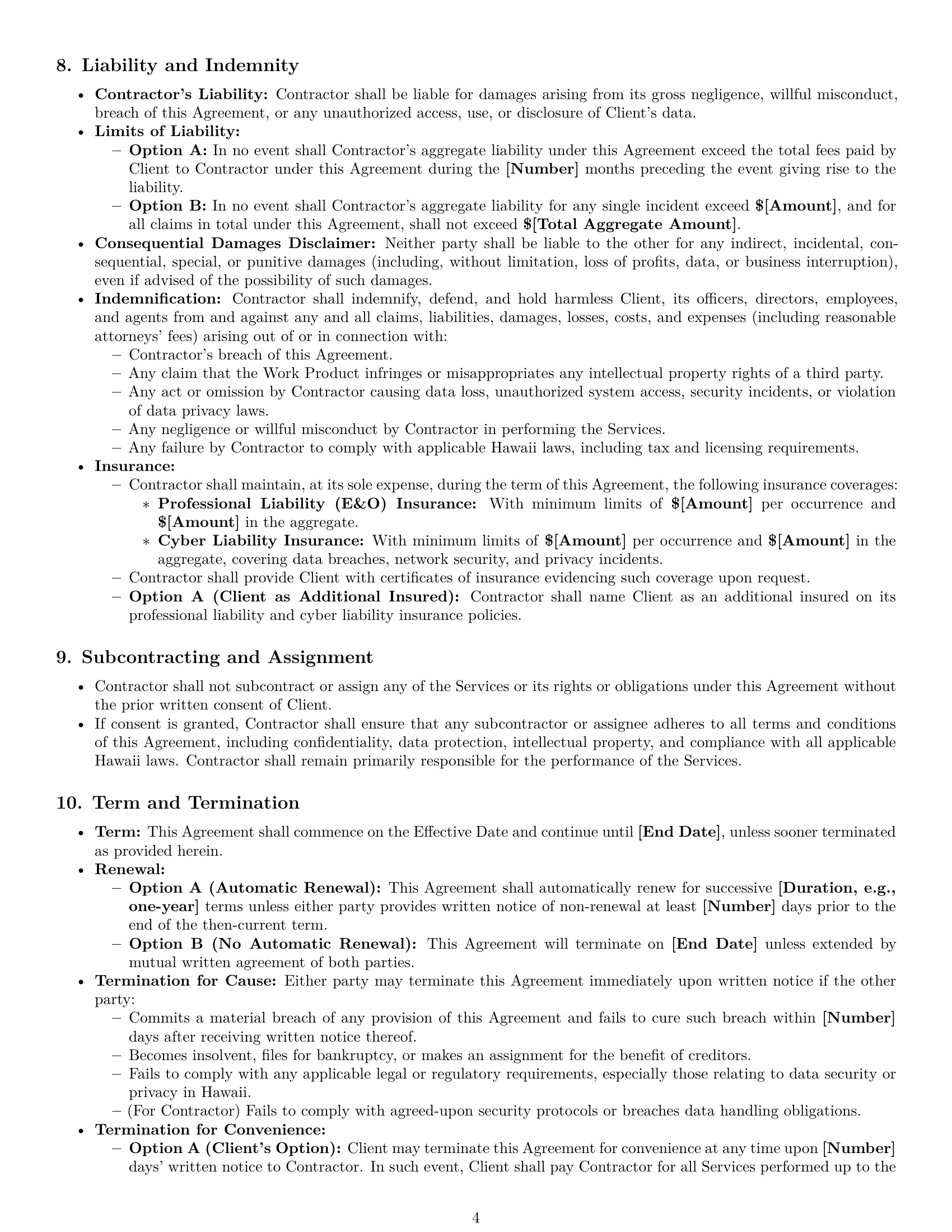Preview page 4 of Pro Hawaii IT independent contractor agreement template