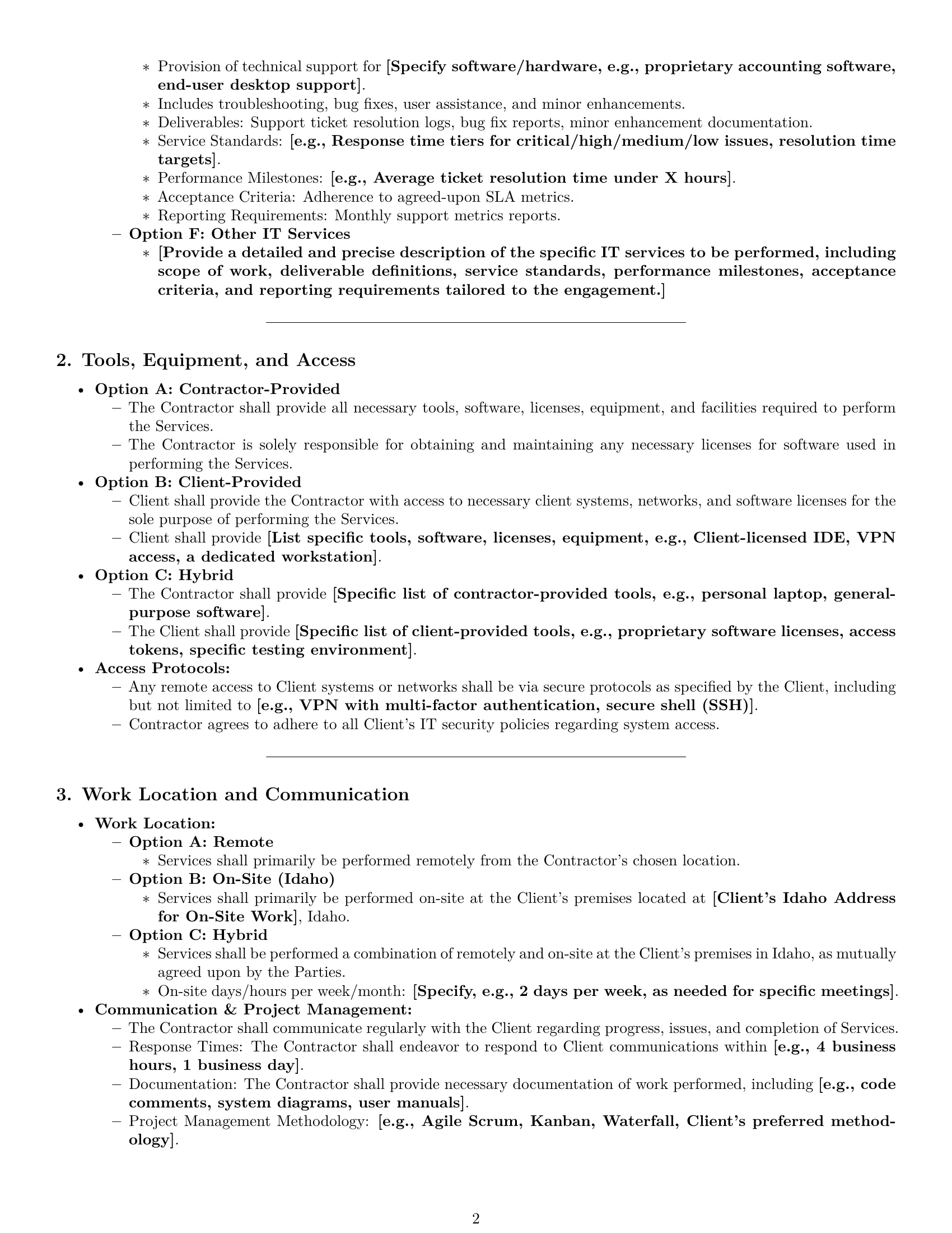 Preview page 2 of Pro Idaho IT independent contractor agreement template