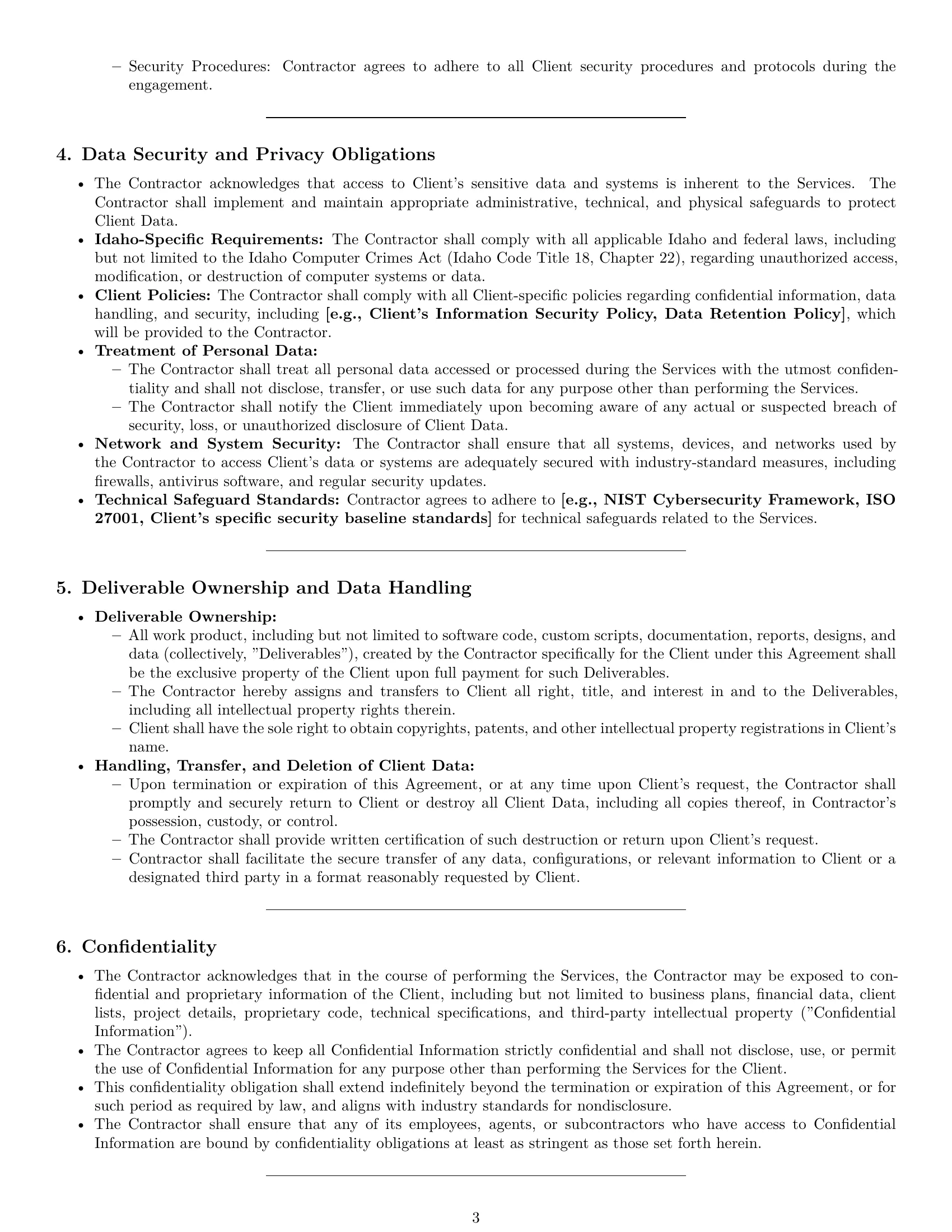 Preview page 3 of Pro Idaho IT independent contractor agreement template