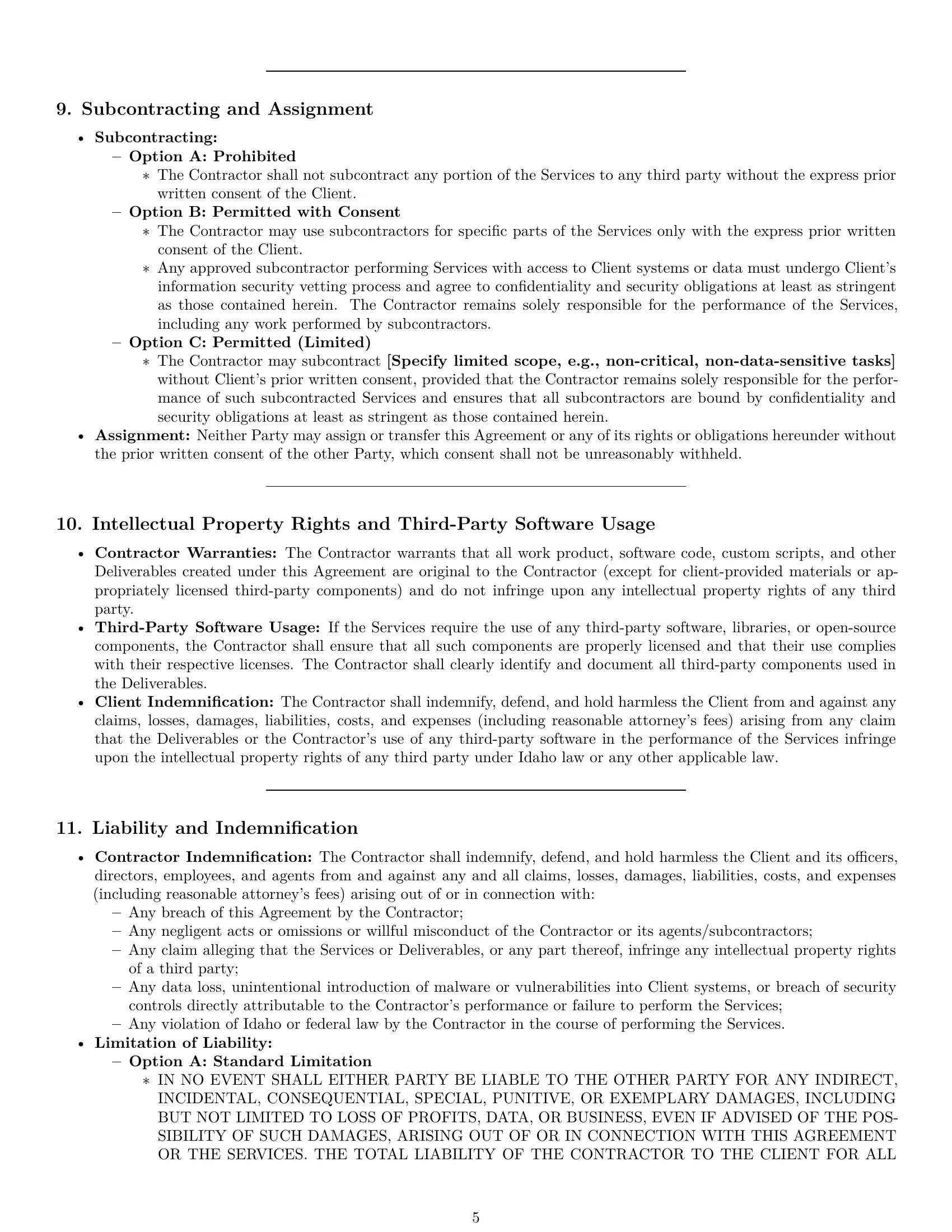 Preview page 5 of Pro Idaho IT independent contractor agreement template