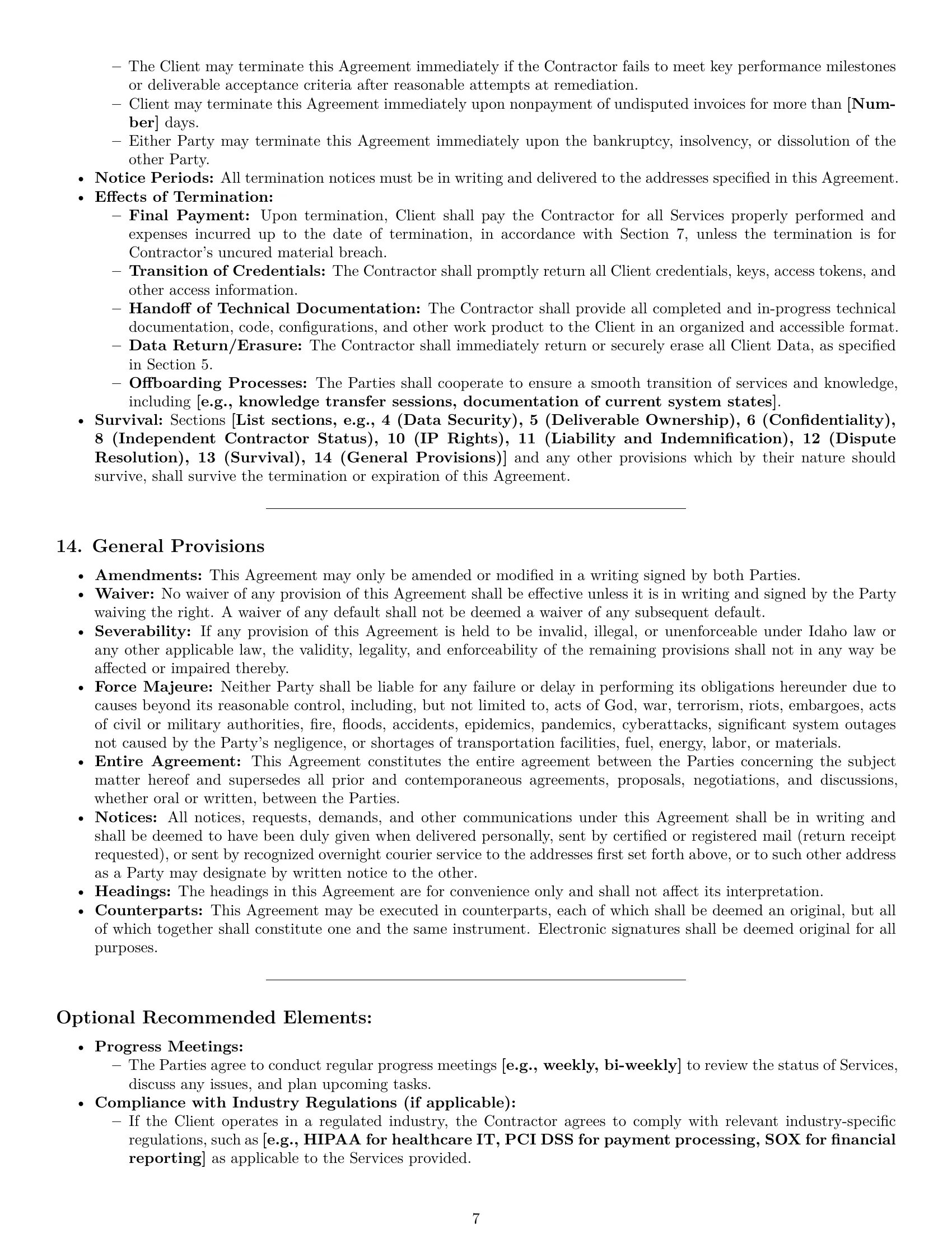 Preview page 7 of Pro Idaho IT independent contractor agreement template