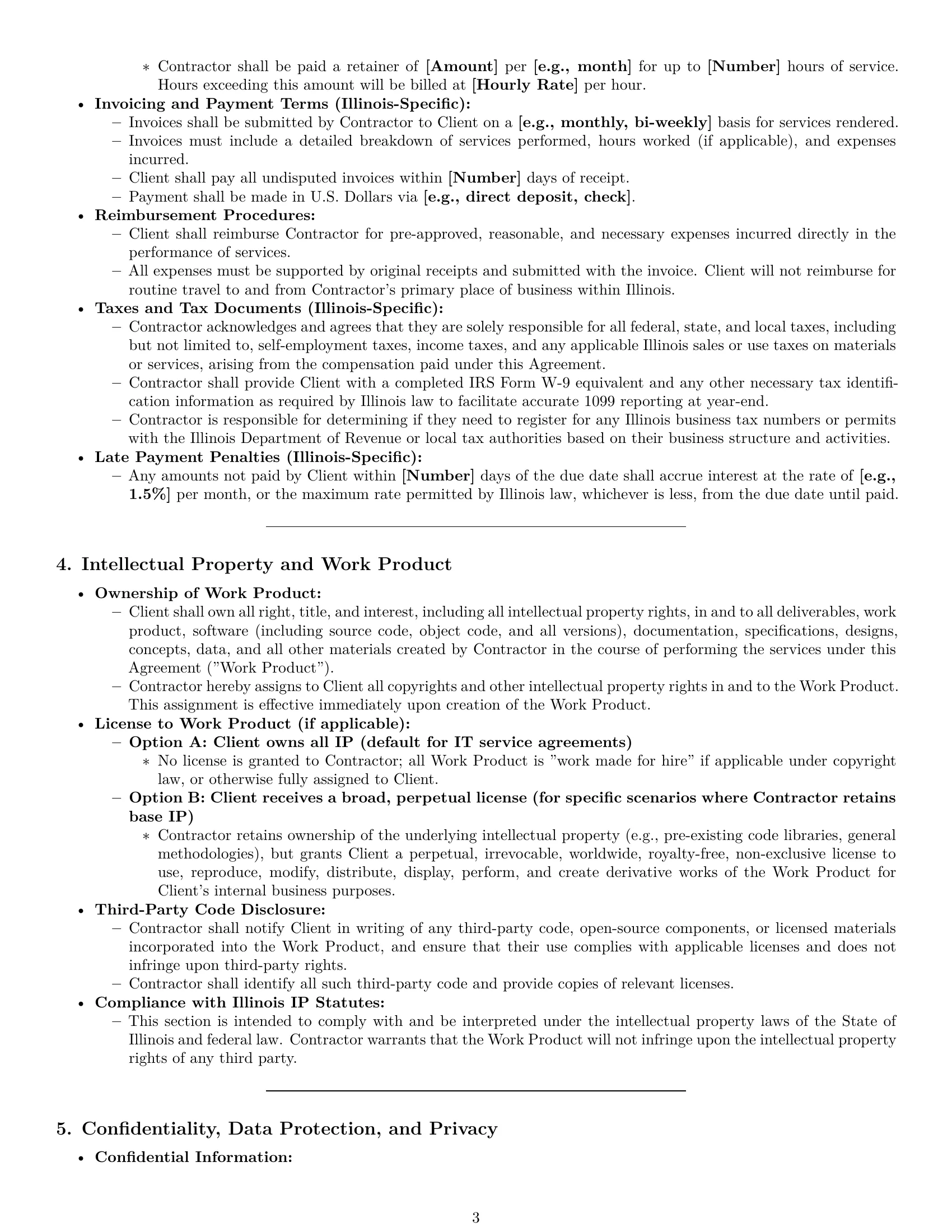 Preview page 3 of Pro Illinois IT independent contractor agreement template