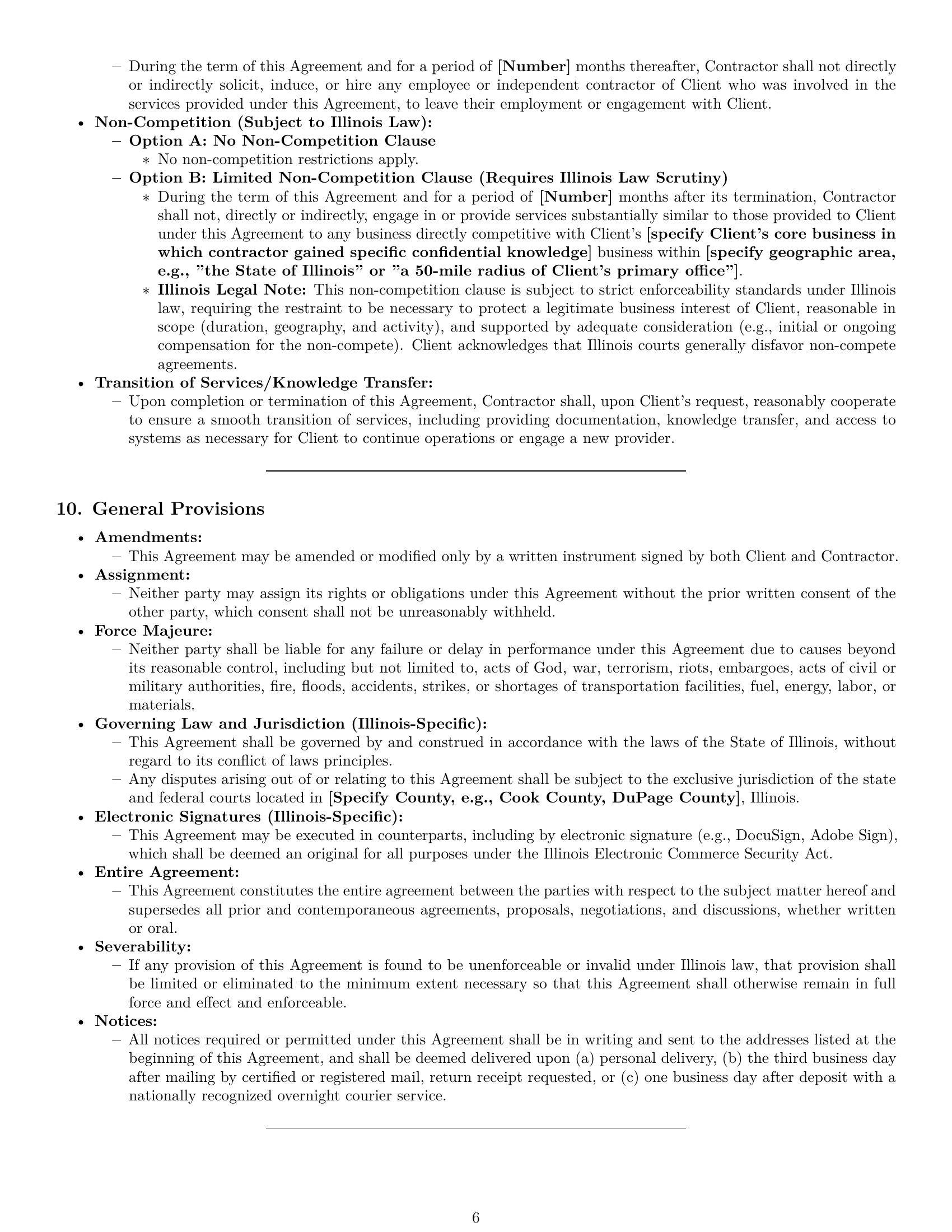 Preview page 6 of Pro Illinois IT independent contractor agreement template