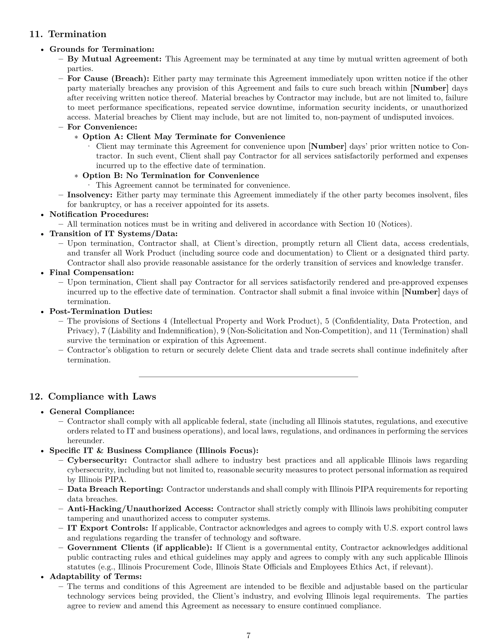 Preview page 7 of Pro Illinois IT independent contractor agreement template