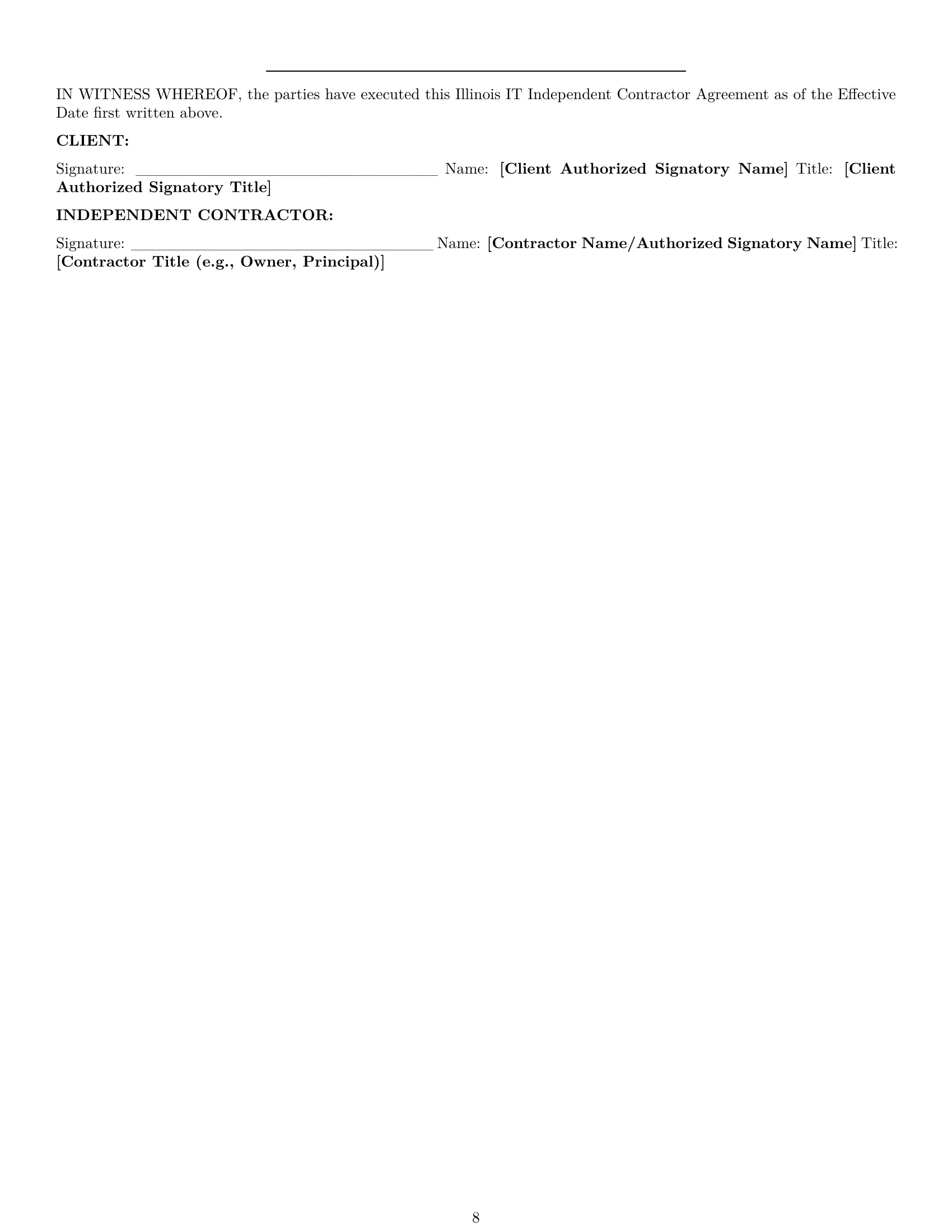 Preview page 8 of Pro Illinois IT independent contractor agreement template