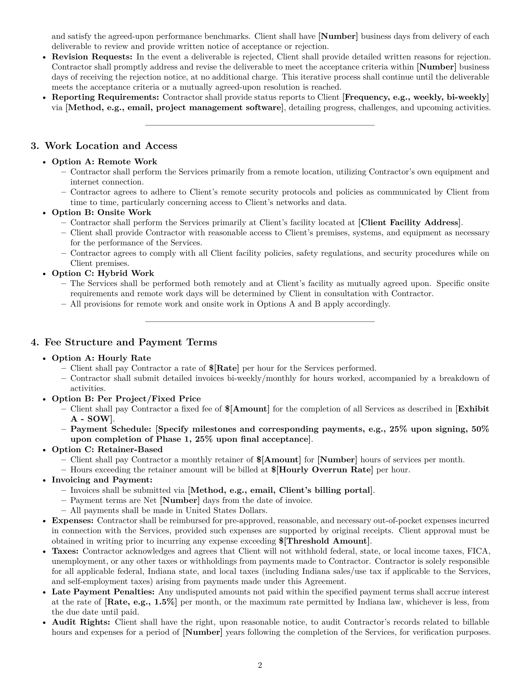 Preview page 2 of Pro Indiana IT independent contractor agreement template
