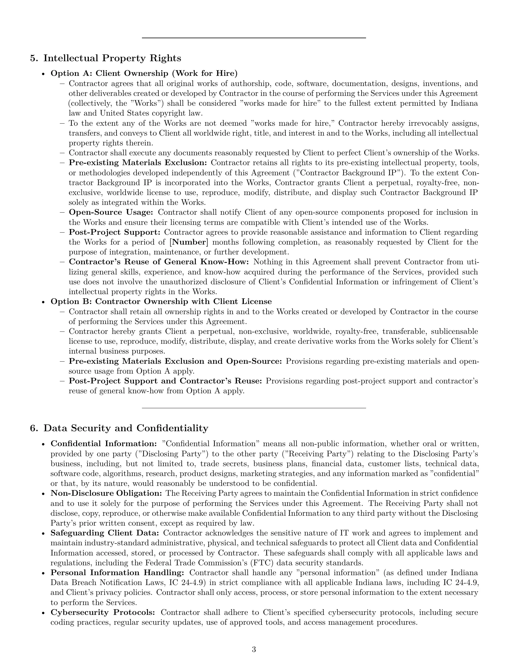 Preview page 3 of Pro Indiana IT independent contractor agreement template