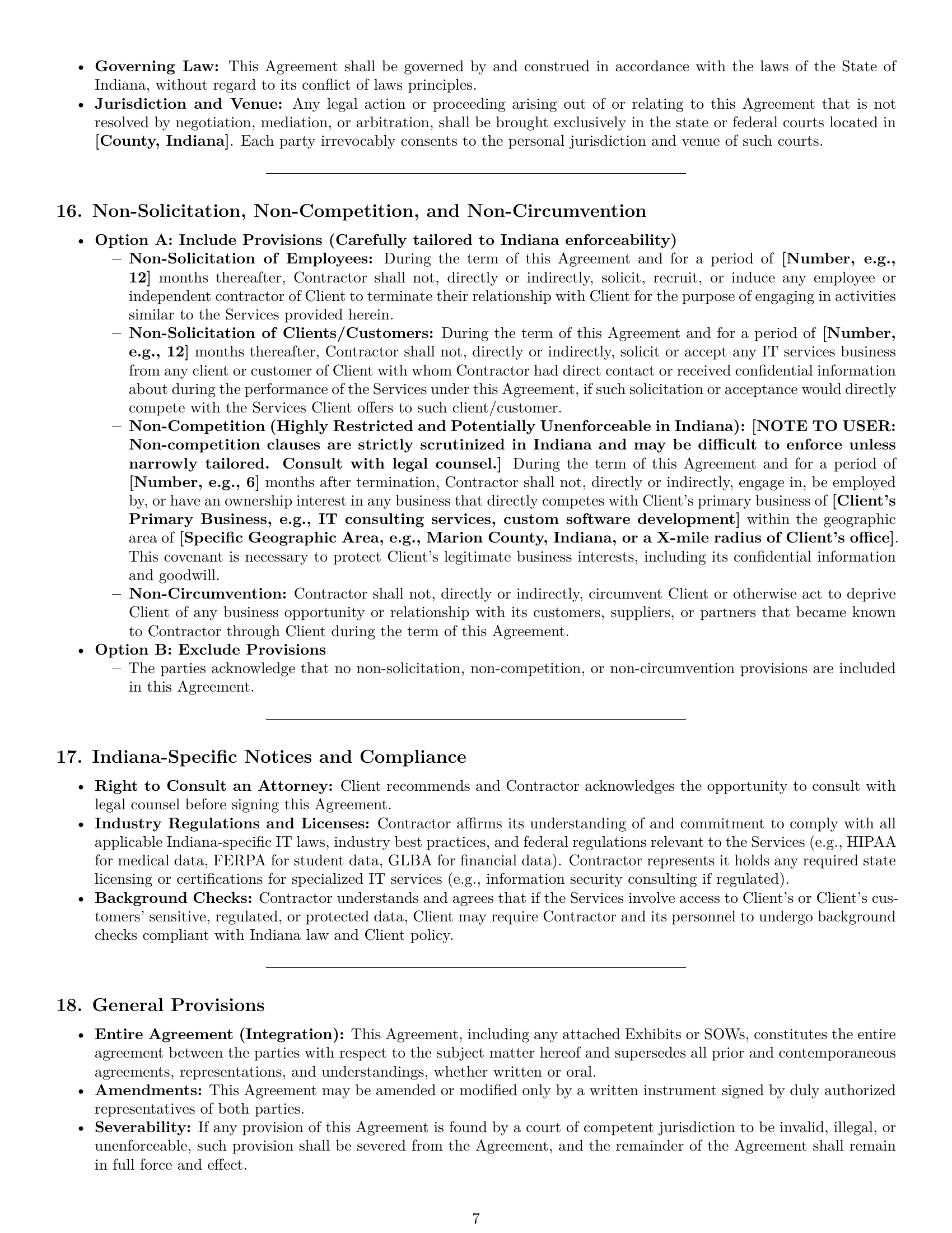 Preview page 7 of Pro Indiana IT independent contractor agreement template