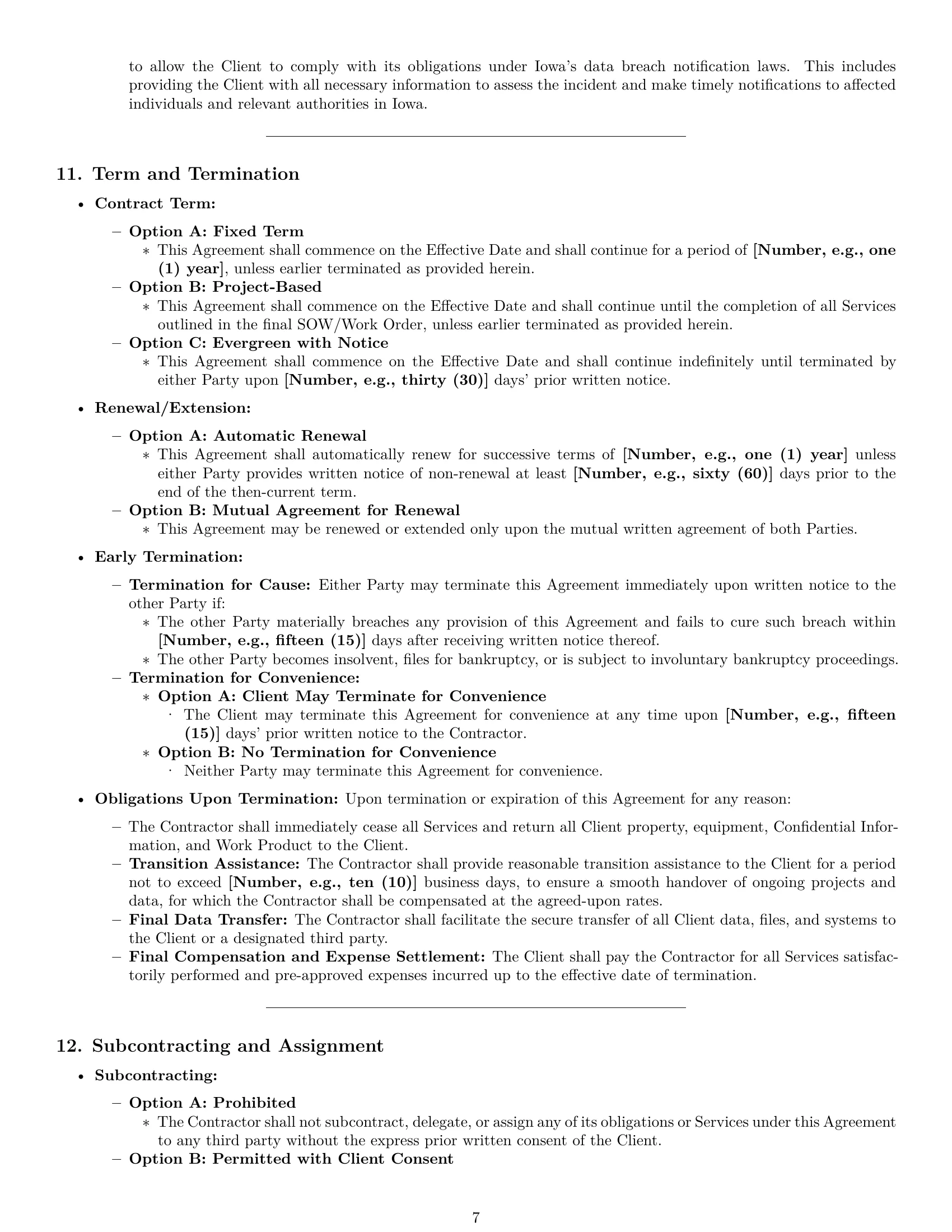 Preview page 7 of Pro Iowa IT independent contractor agreement template