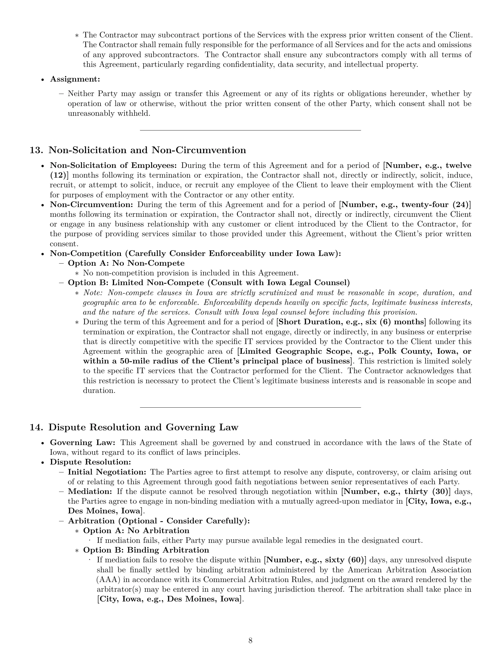 Preview page 8 of Pro Iowa IT independent contractor agreement template