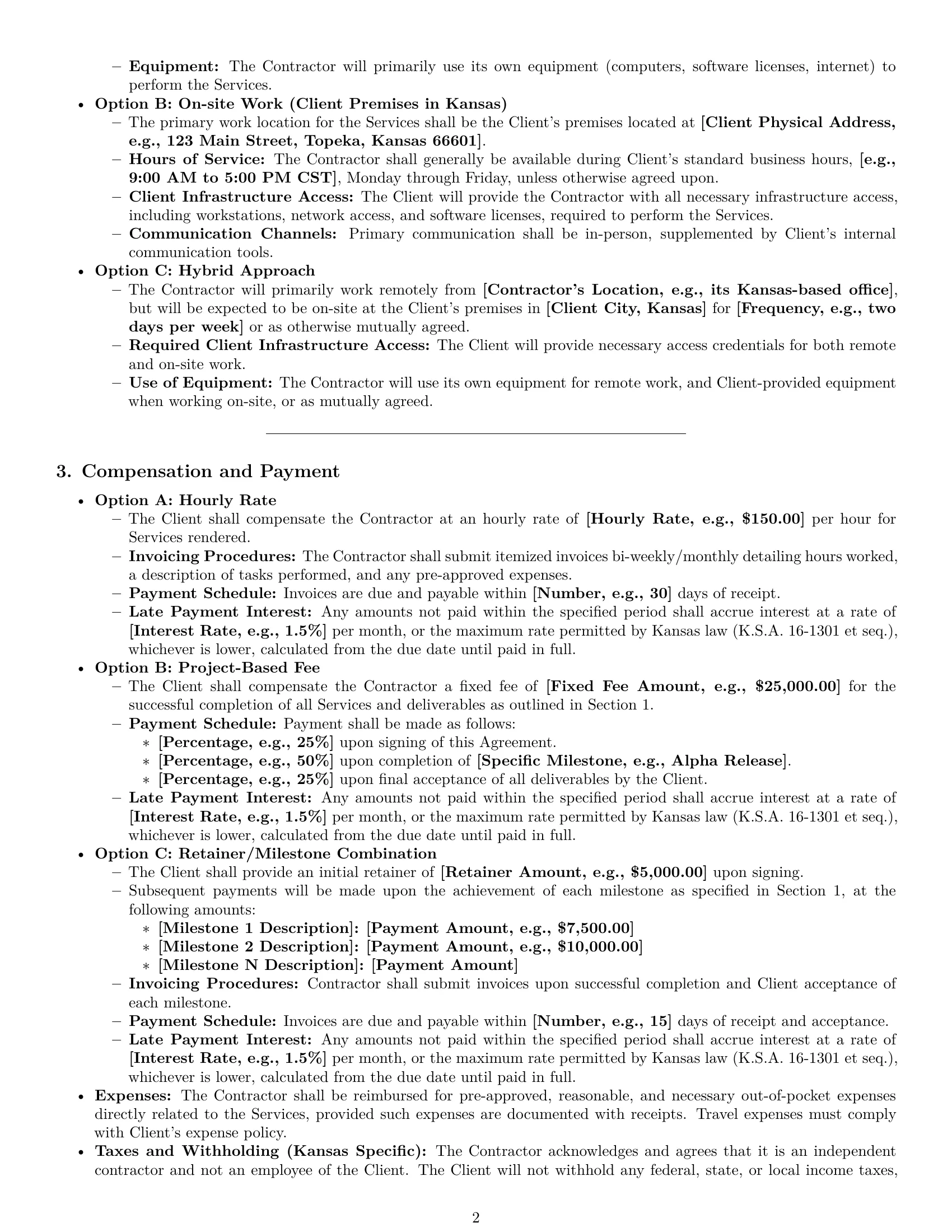 Preview page 2 of Pro Kansas IT independent contractor agreement template