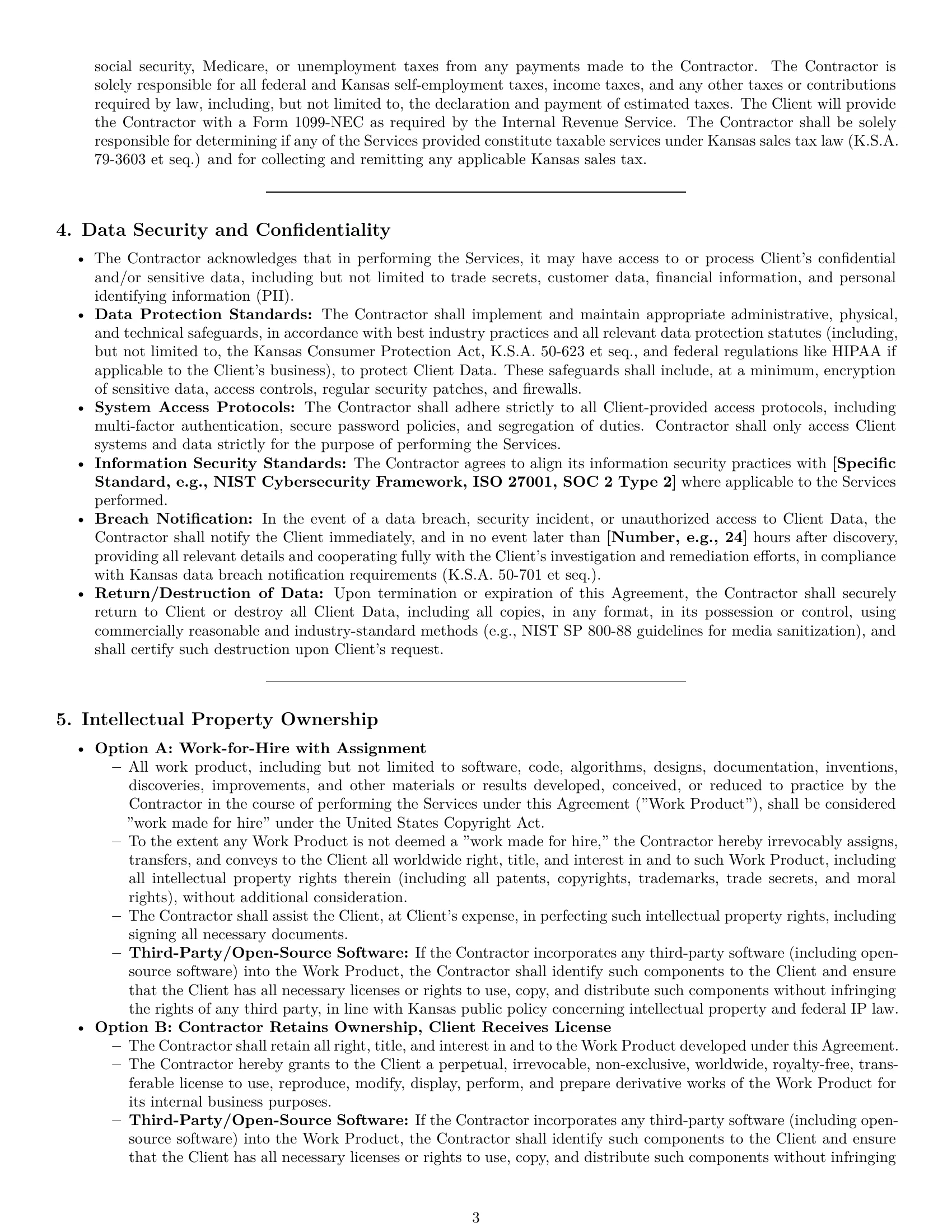 Preview page 3 of Pro Kansas IT independent contractor agreement template