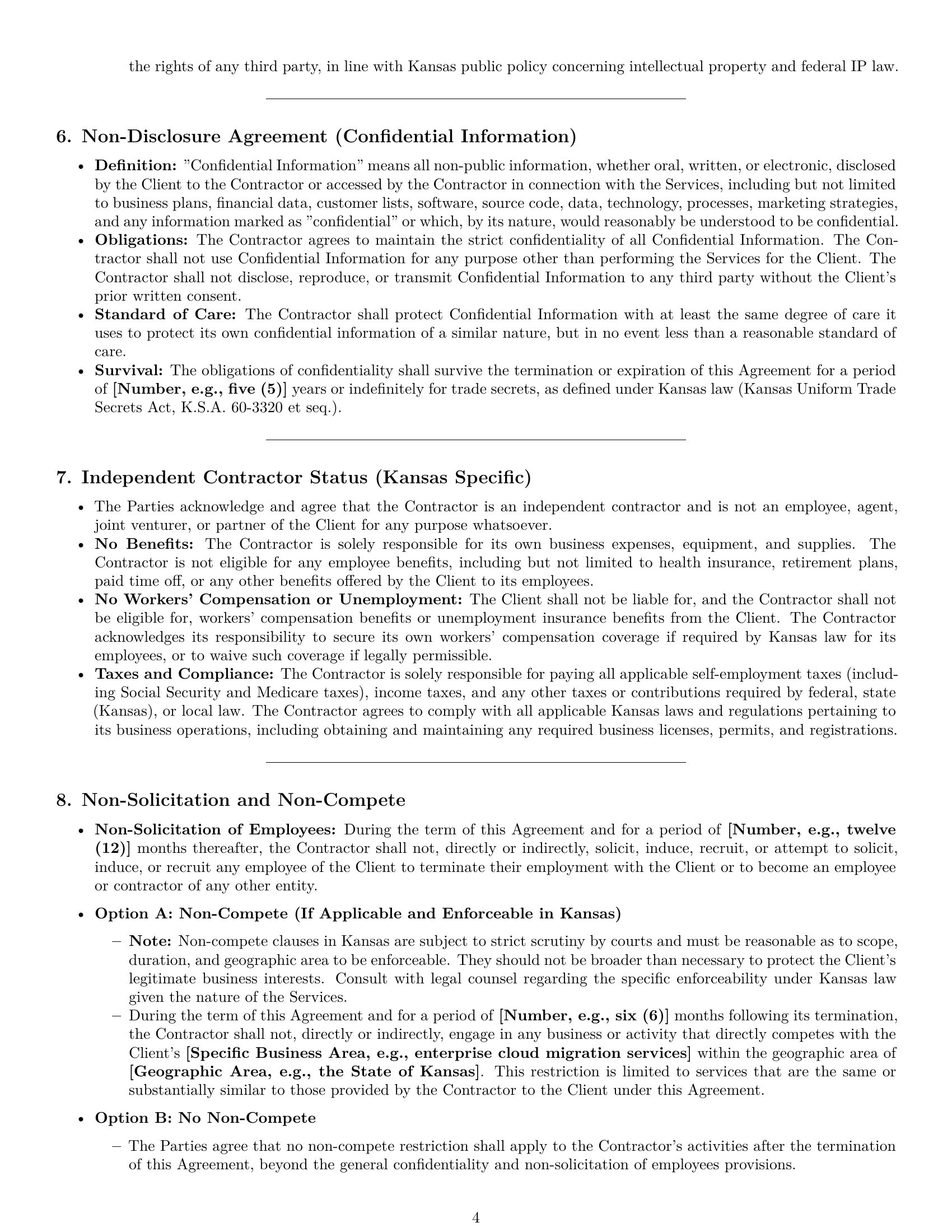 Preview page 4 of Pro Kansas IT independent contractor agreement template