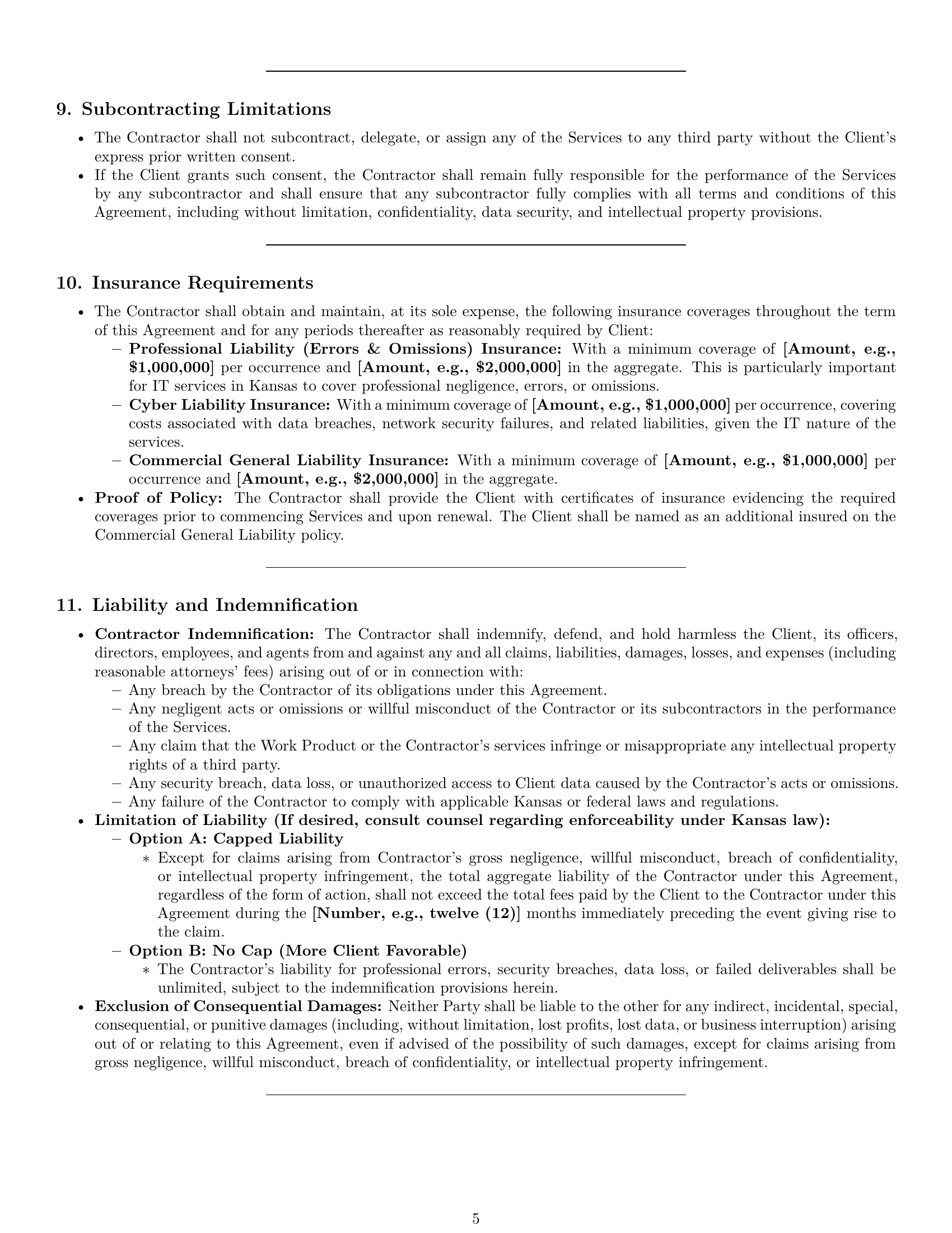 Preview page 5 of Pro Kansas IT independent contractor agreement template