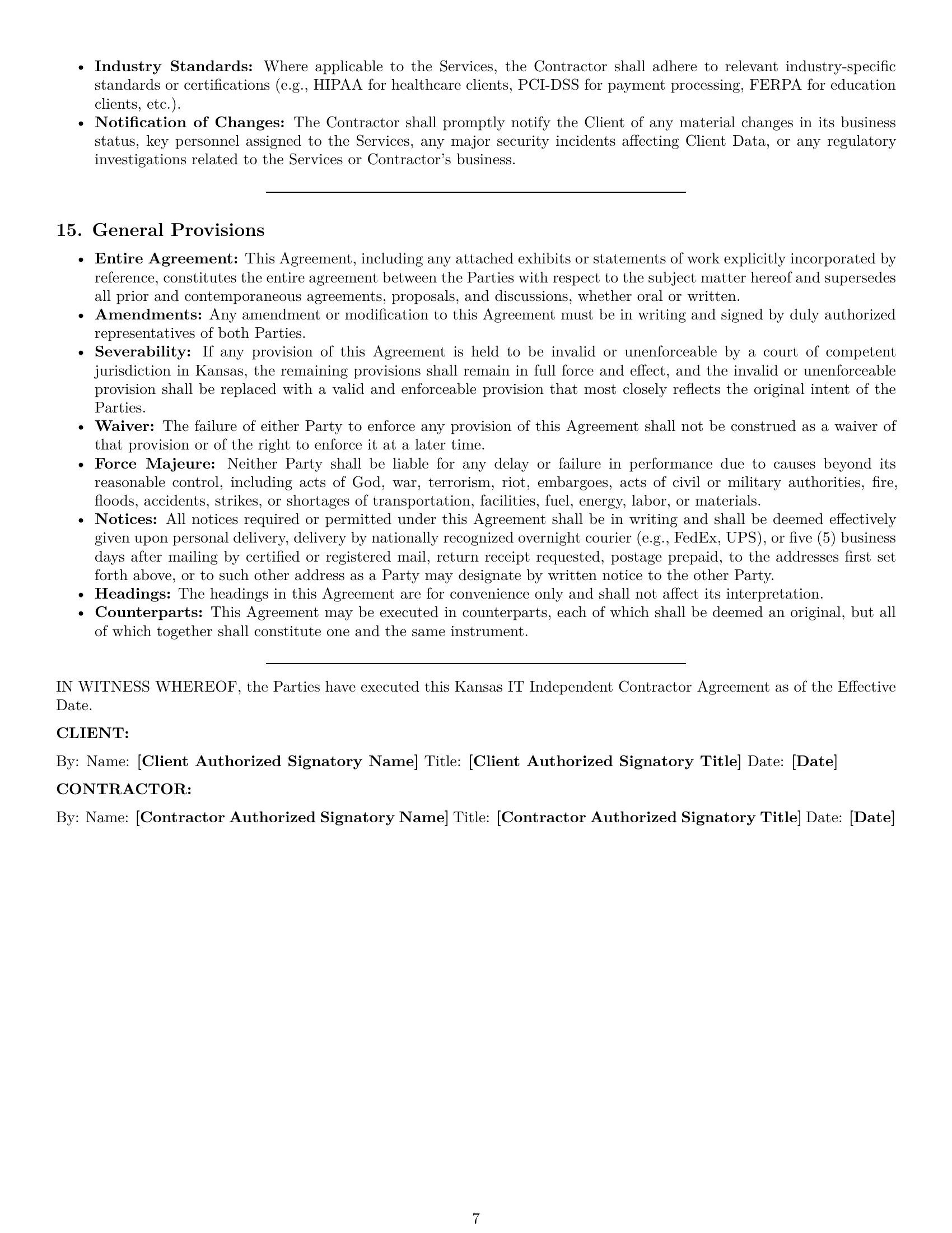 Preview page 7 of Pro Kansas IT independent contractor agreement template
