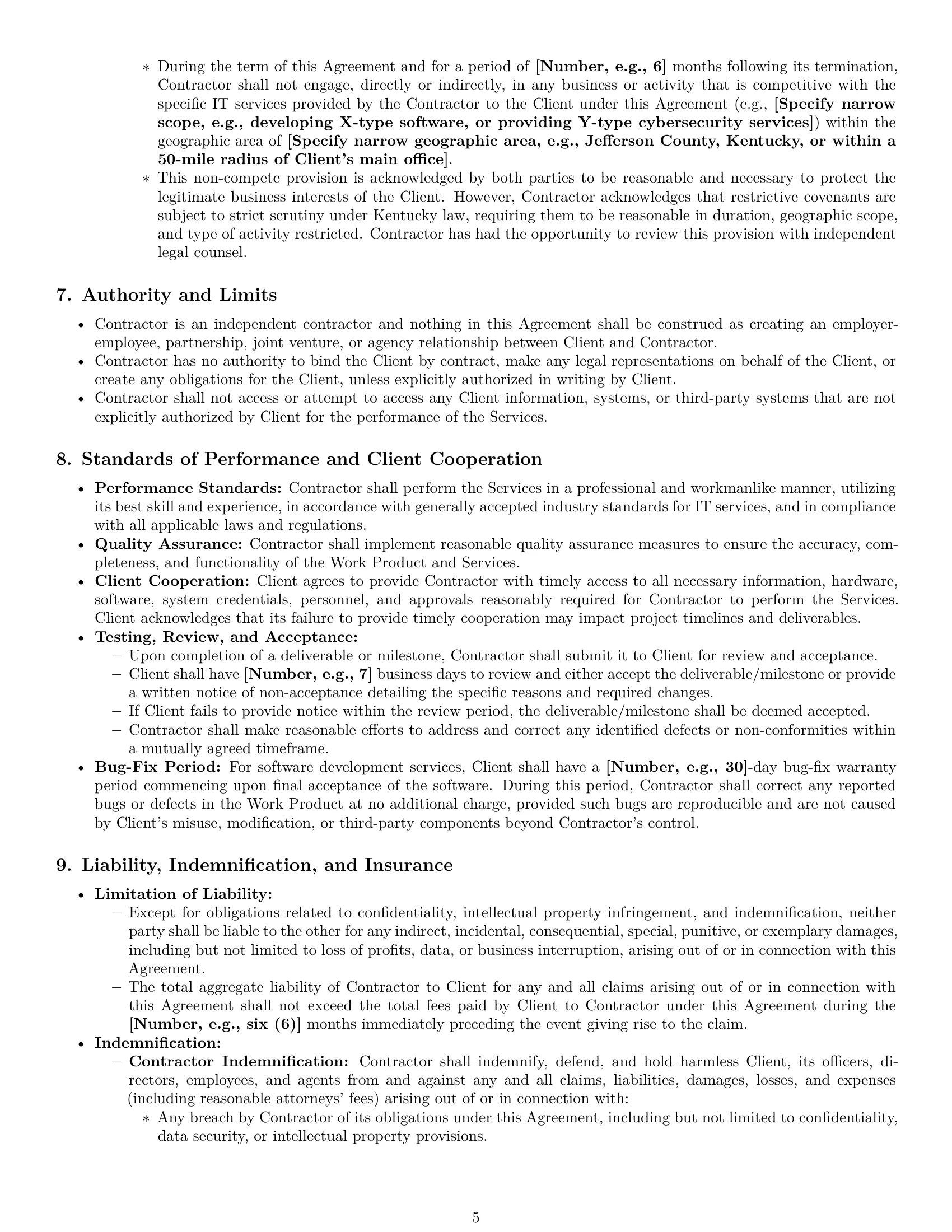 Preview page 5 of Pro Kentucky IT independent contractor agreement template