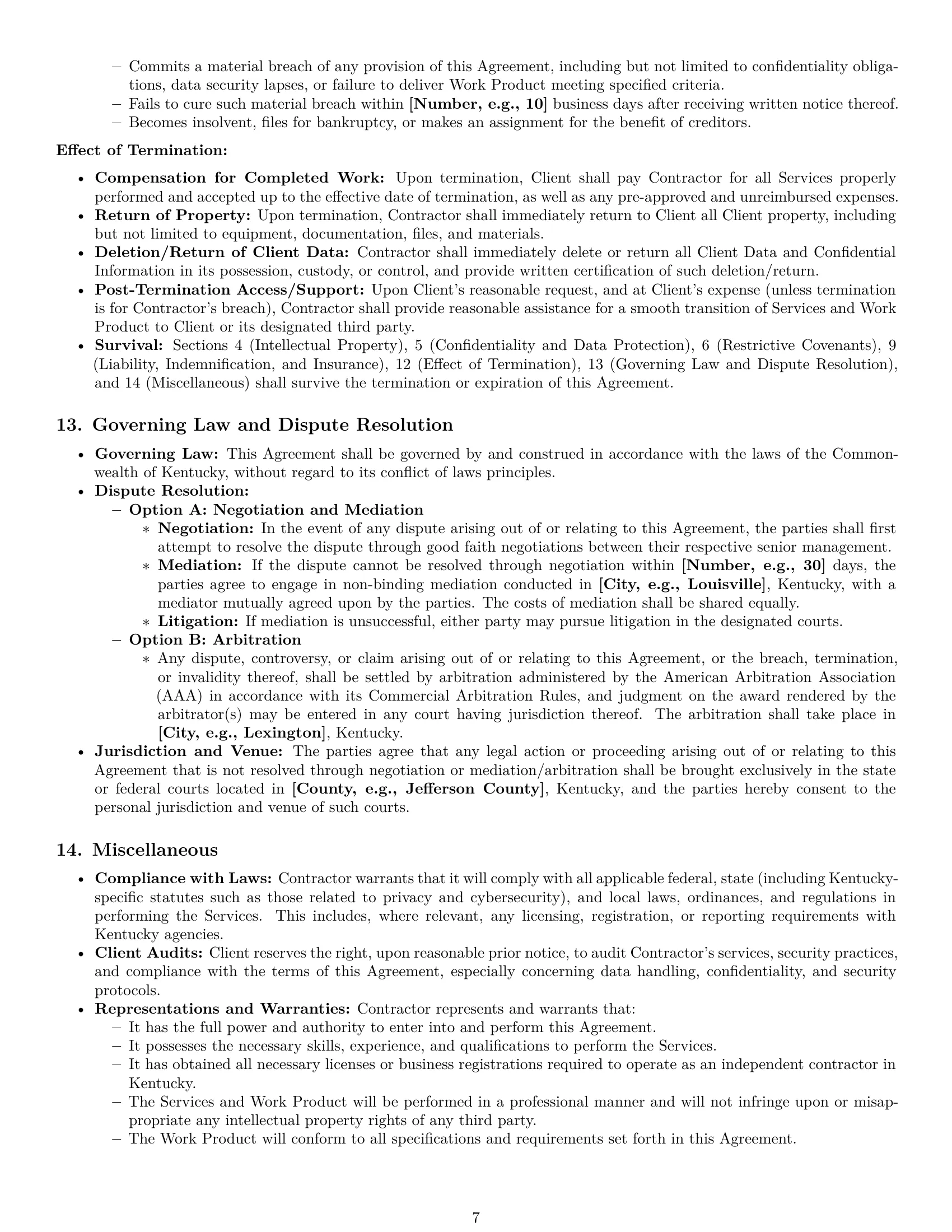 Preview page 7 of Pro Kentucky IT independent contractor agreement template