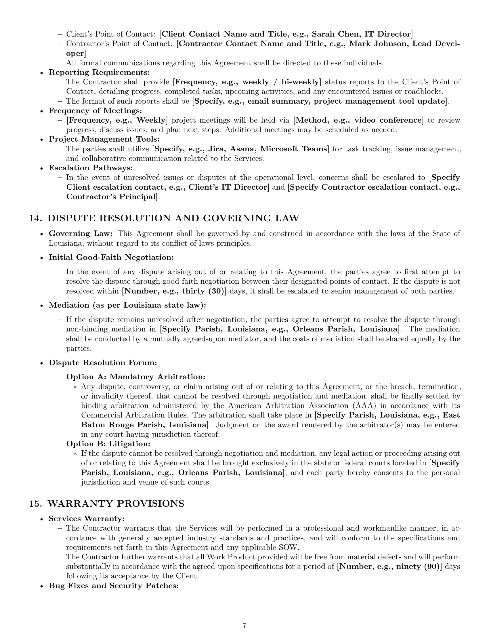 Preview page 7 of Pro Louisiana IT independent contractor agreement template
