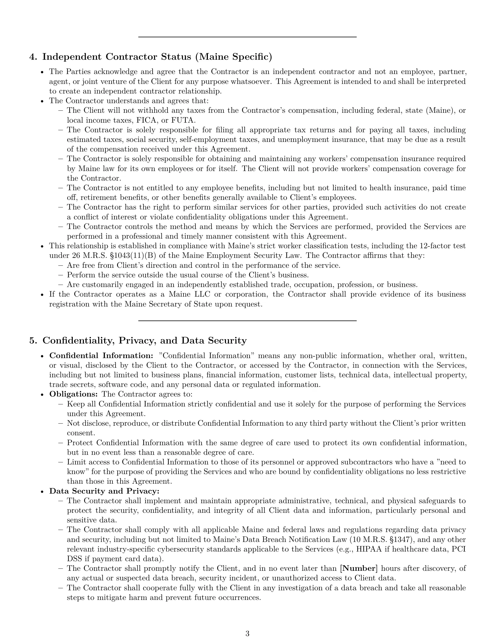 Preview page 3 of Pro Maine IT independent contractor agreement template