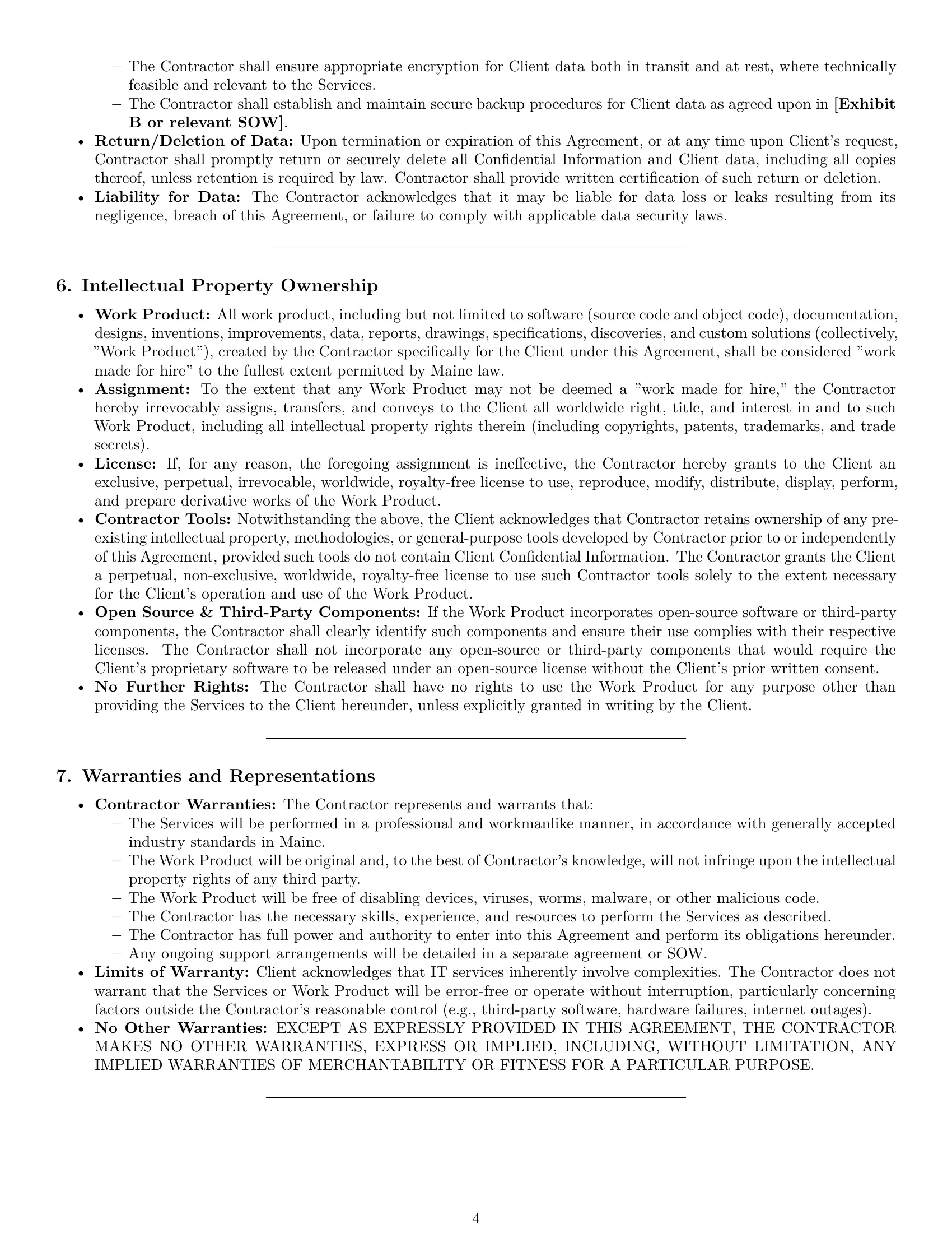 Preview page 4 of Pro Maine IT independent contractor agreement template