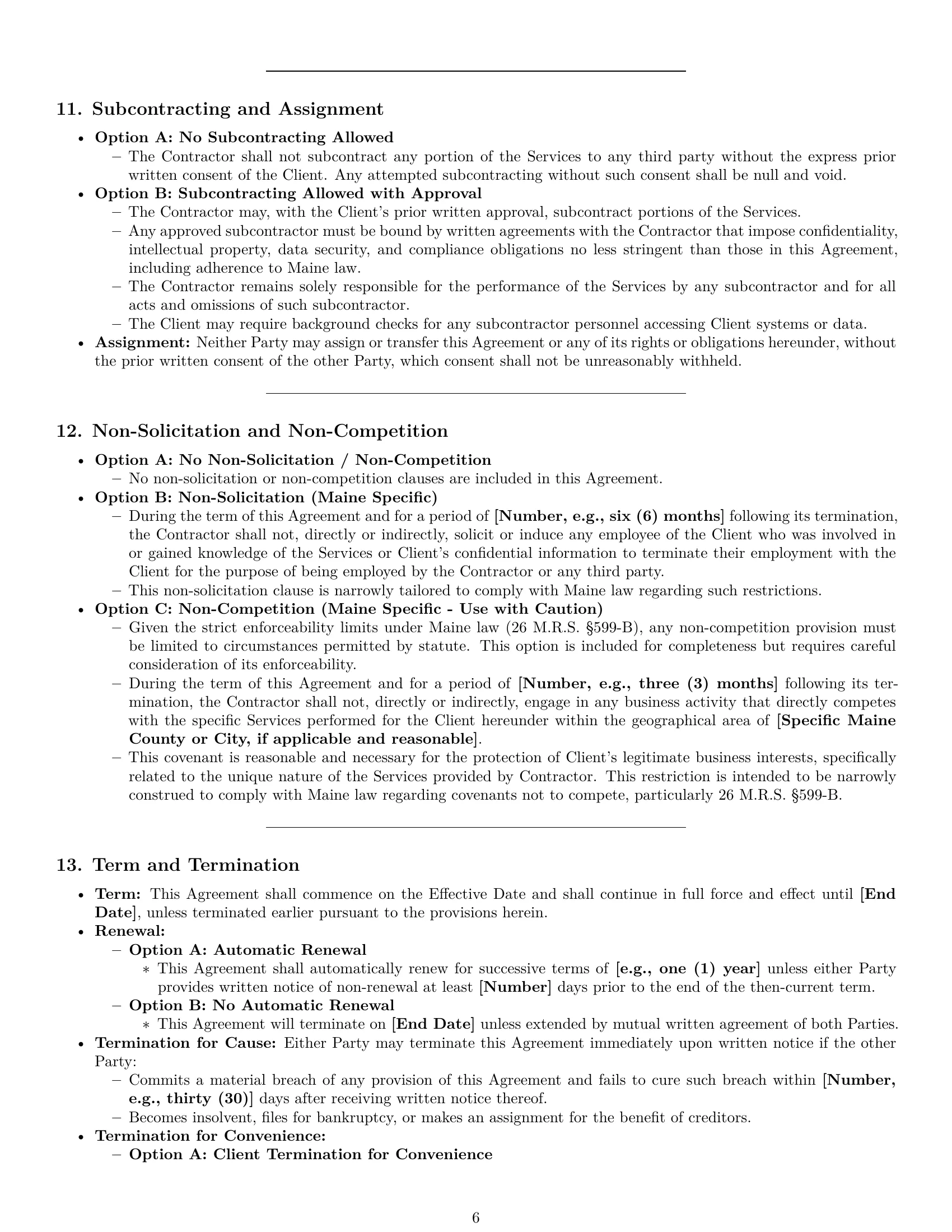 Preview page 6 of Pro Maine IT independent contractor agreement template