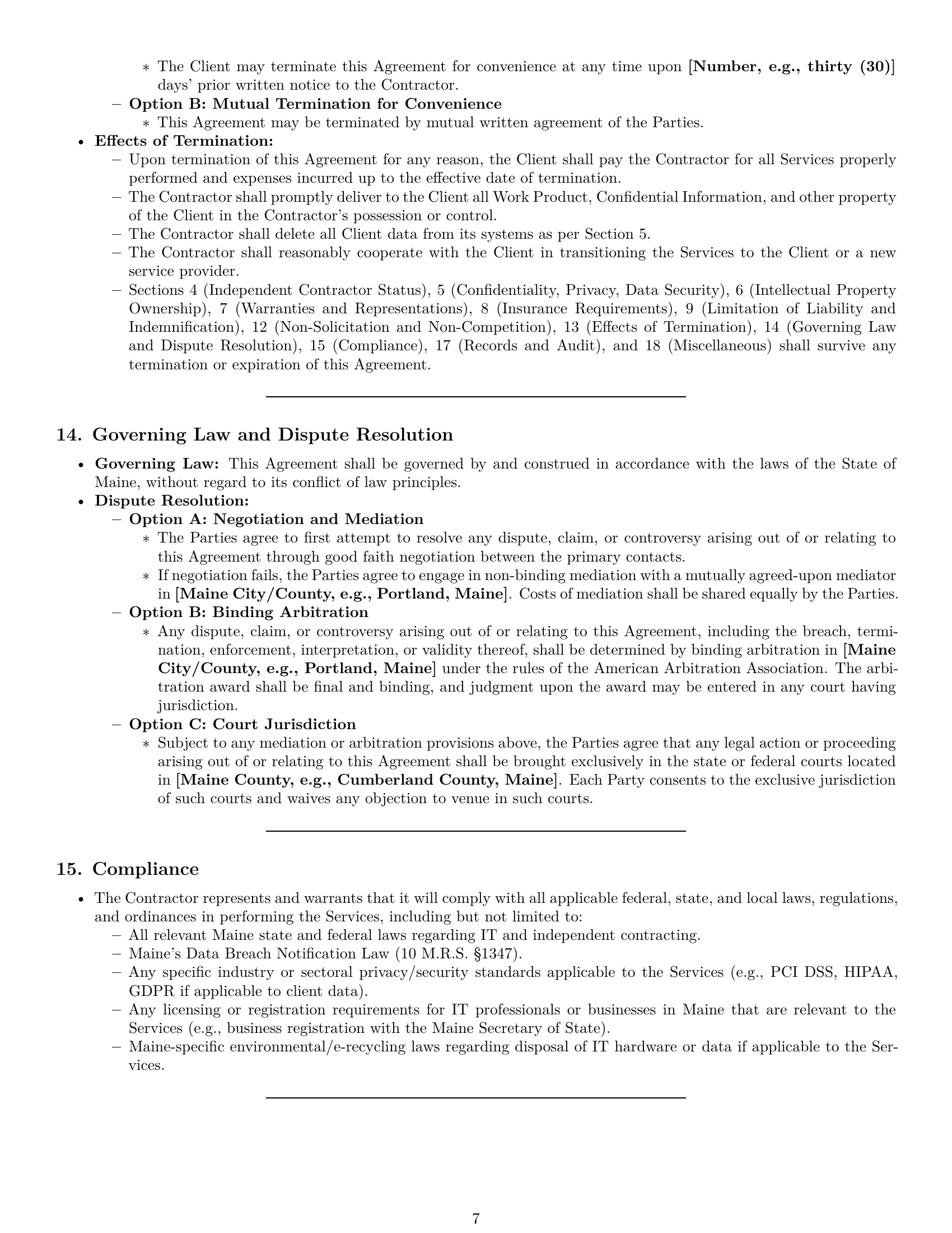 Preview page 7 of Pro Maine IT independent contractor agreement template