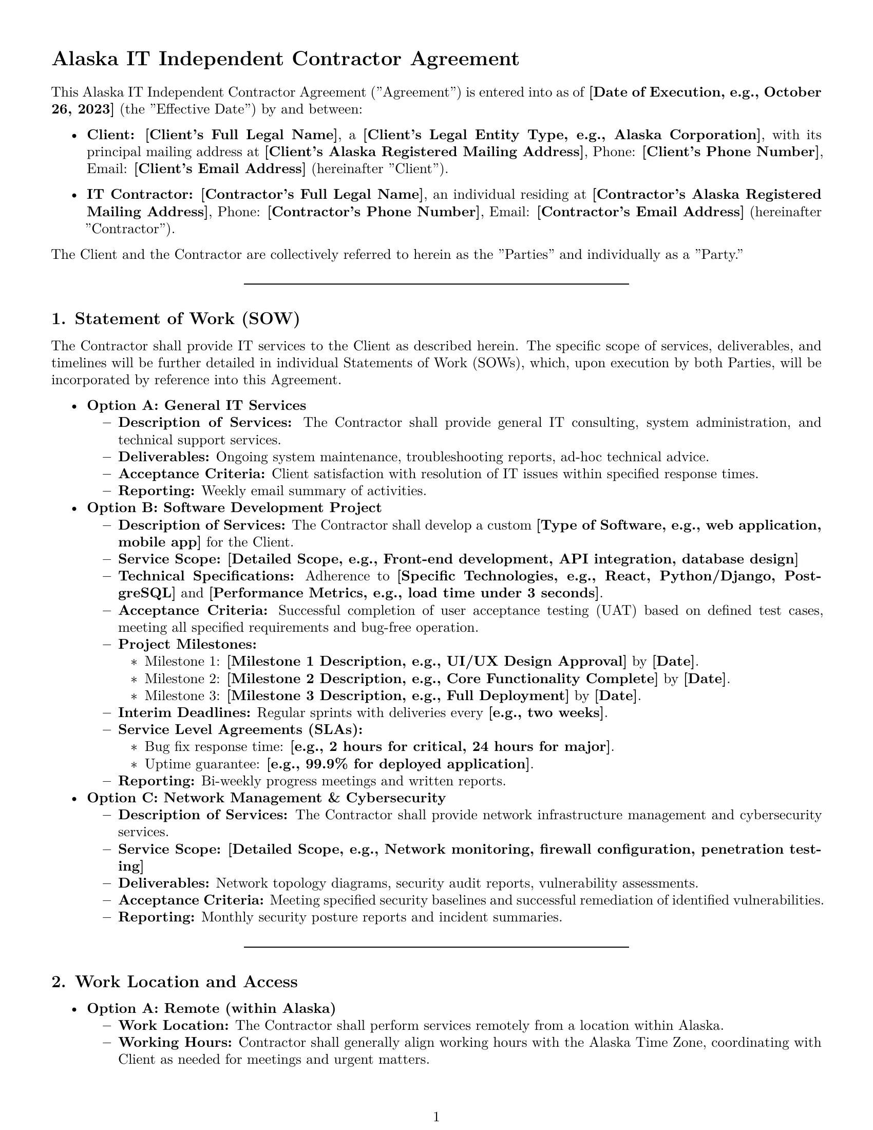 Preview page 1 of Pro Alaska IT independent contractor agreement template