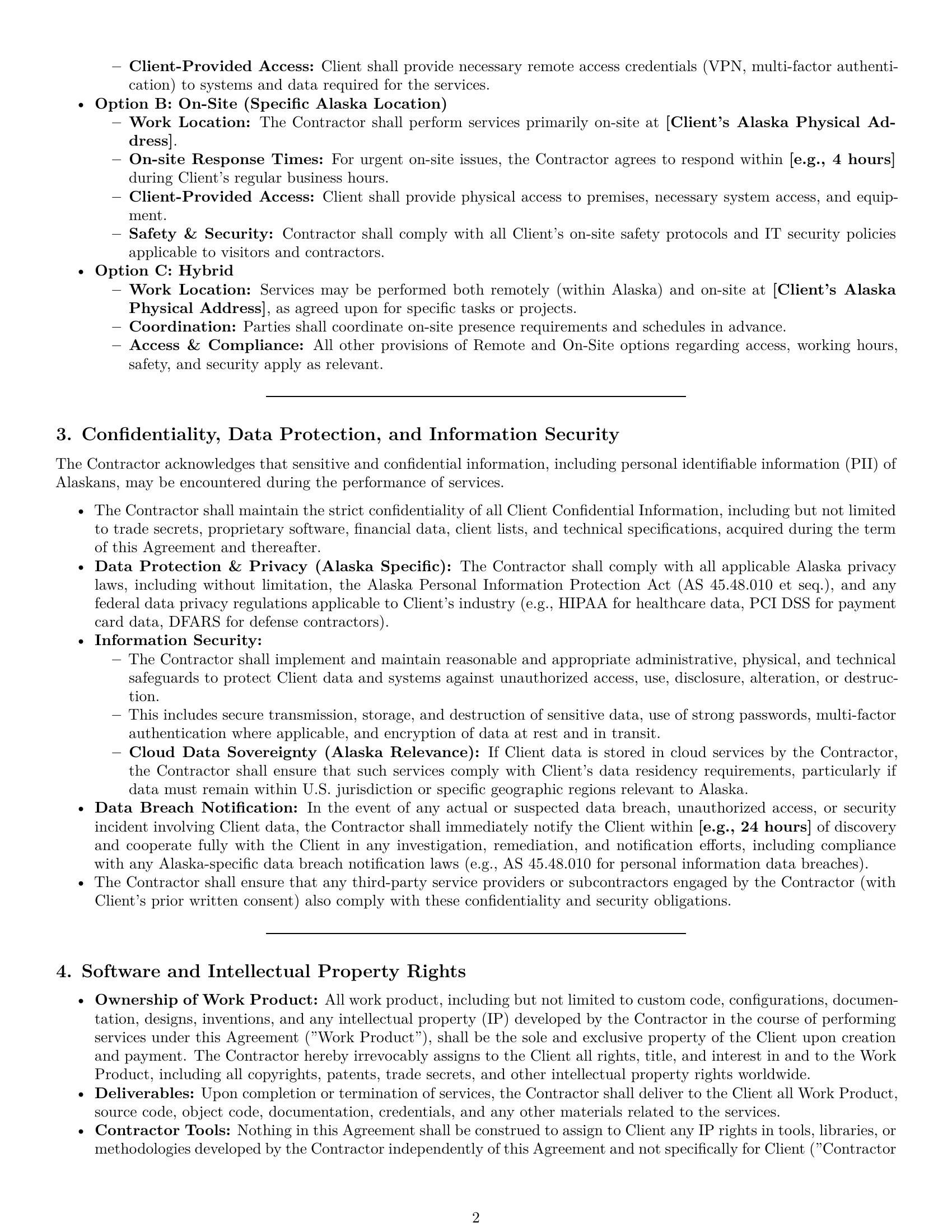 Preview page 2 of Pro Alaska IT independent contractor agreement template