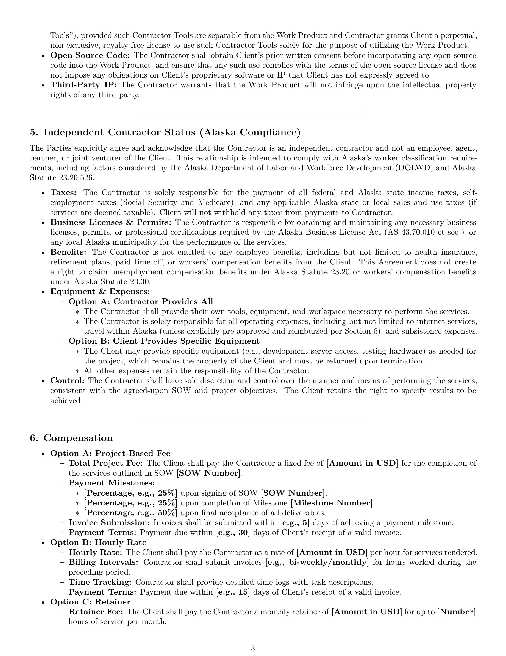 Preview page 3 of Pro Alaska IT independent contractor agreement template