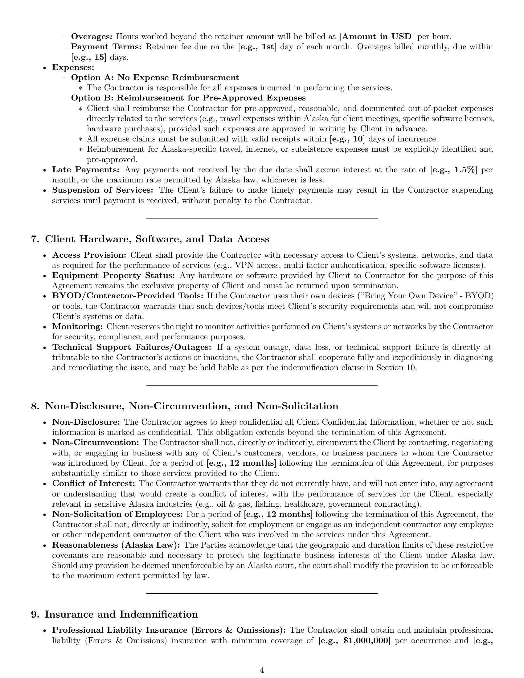 Preview page 4 of Pro Alaska IT independent contractor agreement template