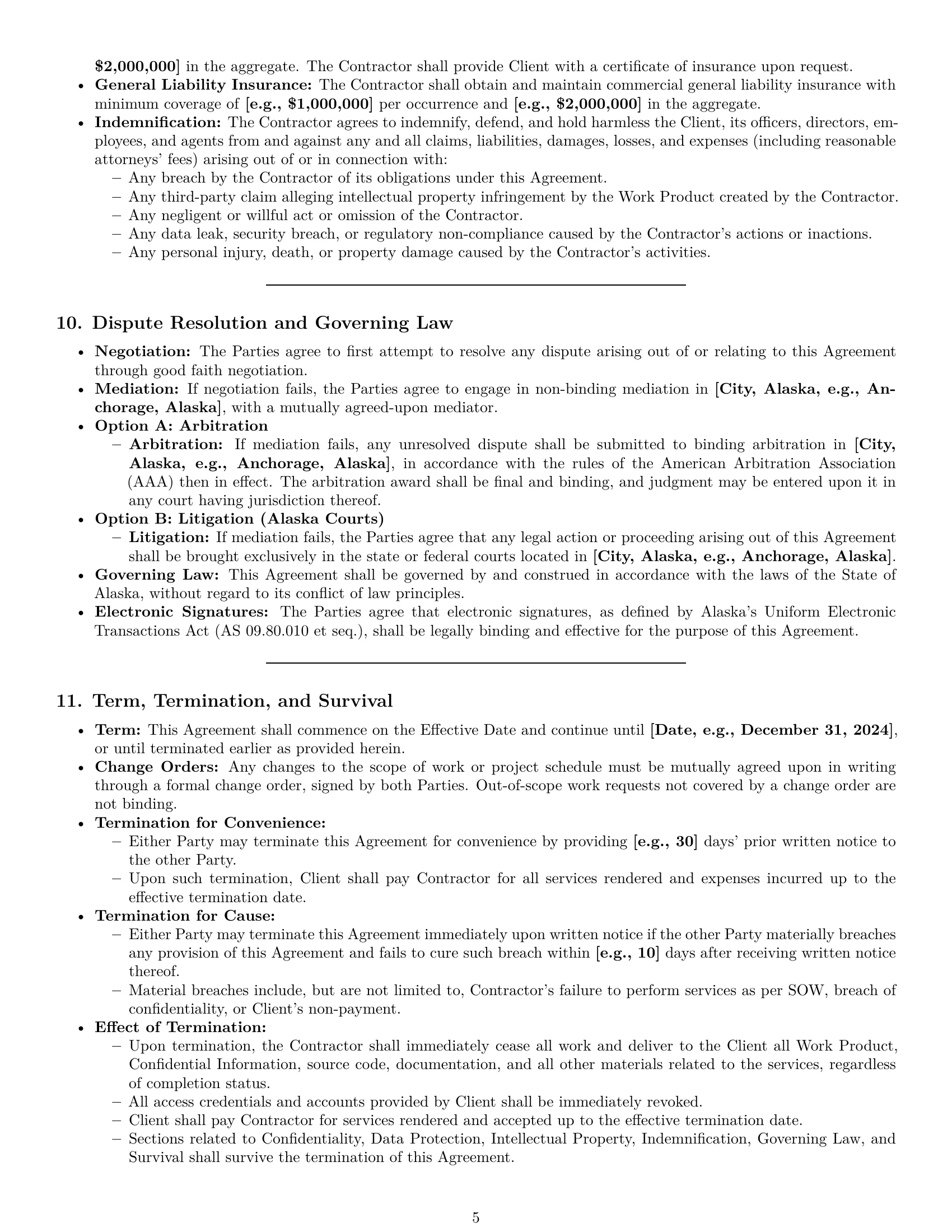 Preview page 5 of Pro Alaska IT independent contractor agreement template