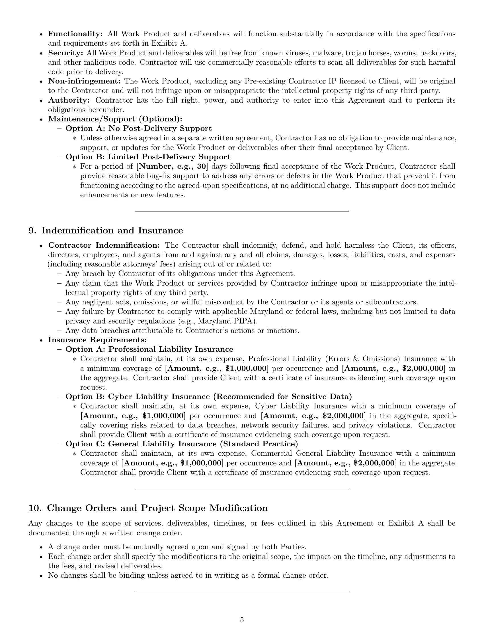 Preview page 5 of Pro Maryland IT independent contractor agreement template