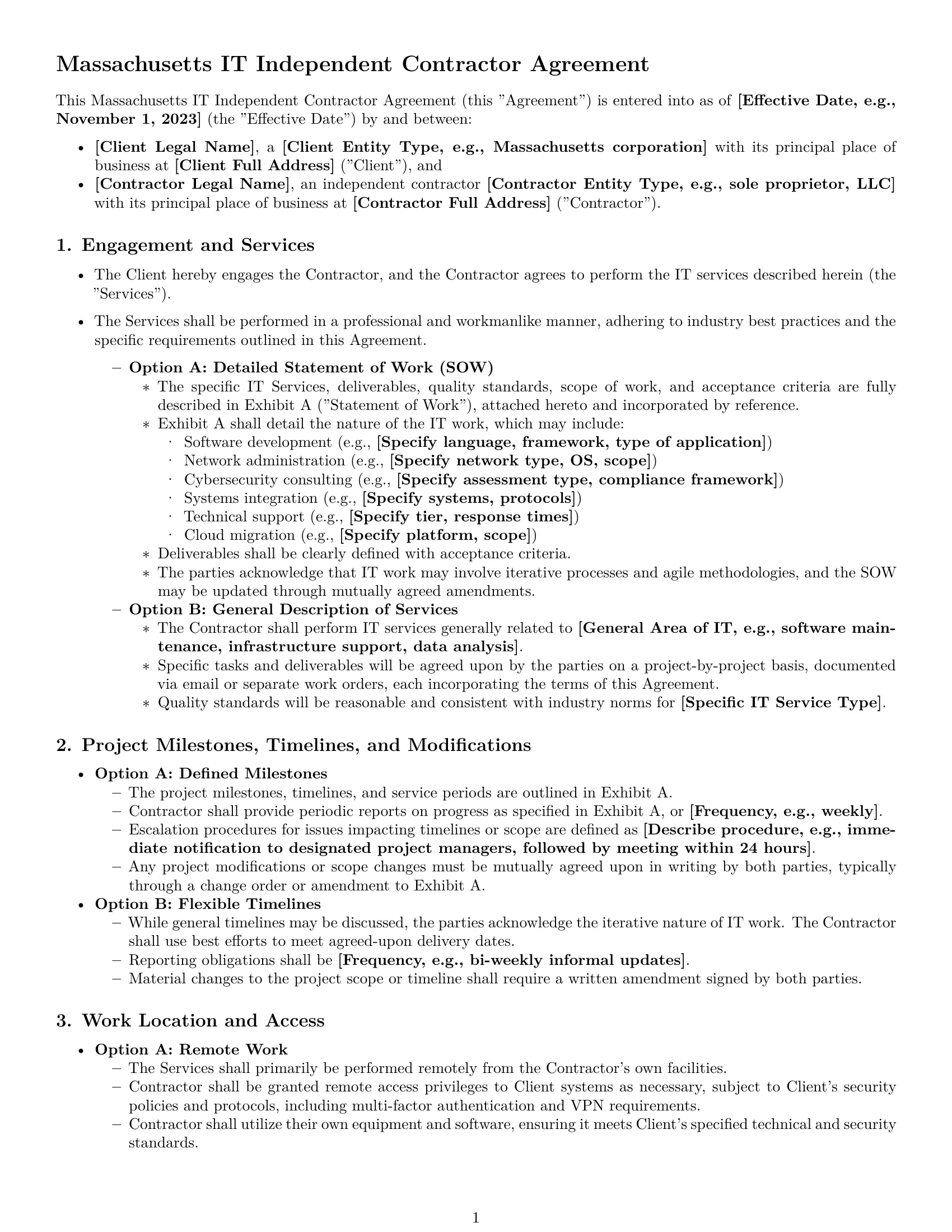 Preview page 1 of Pro Massachusetts IT independent contractor agreement template