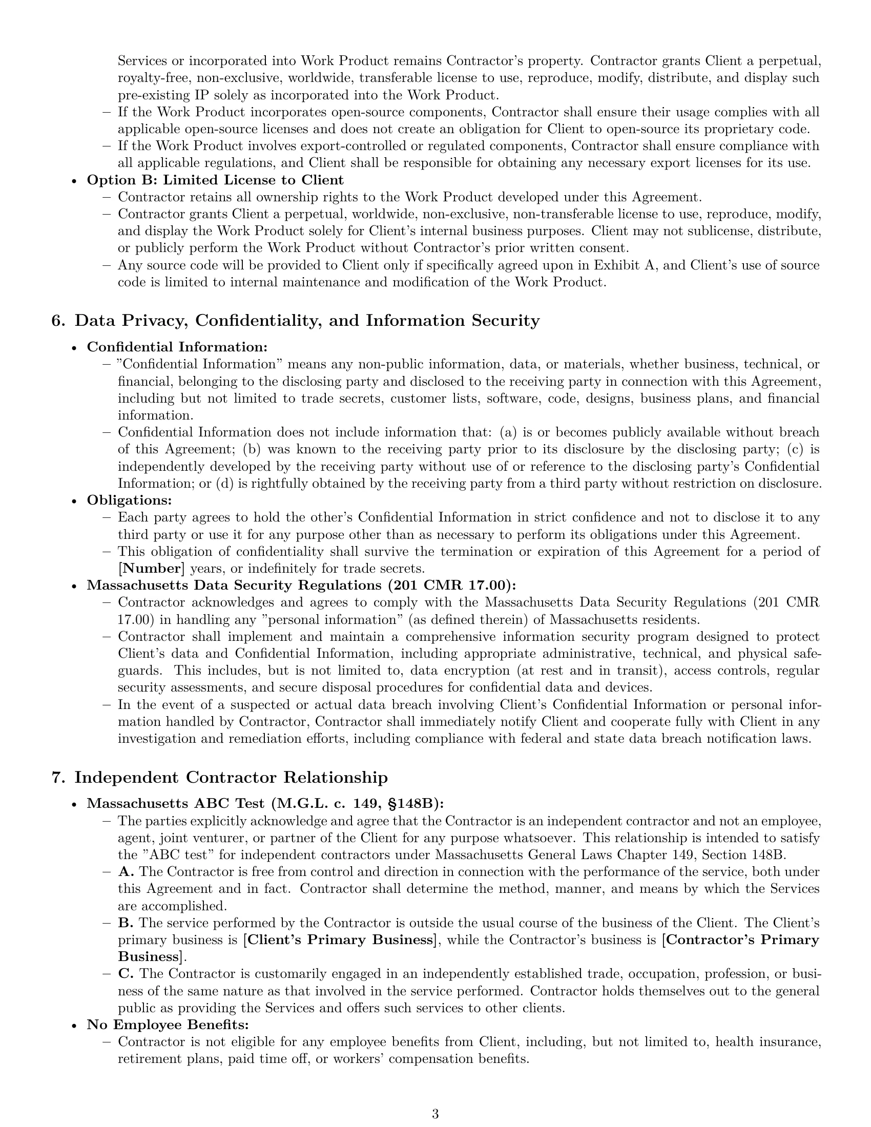 Preview page 3 of Pro Massachusetts IT independent contractor agreement template