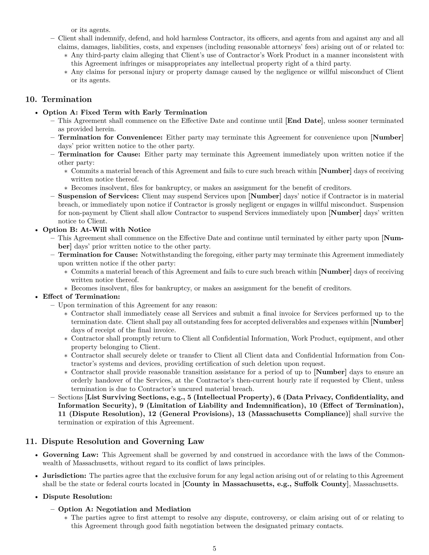 Preview page 5 of Pro Massachusetts IT independent contractor agreement template