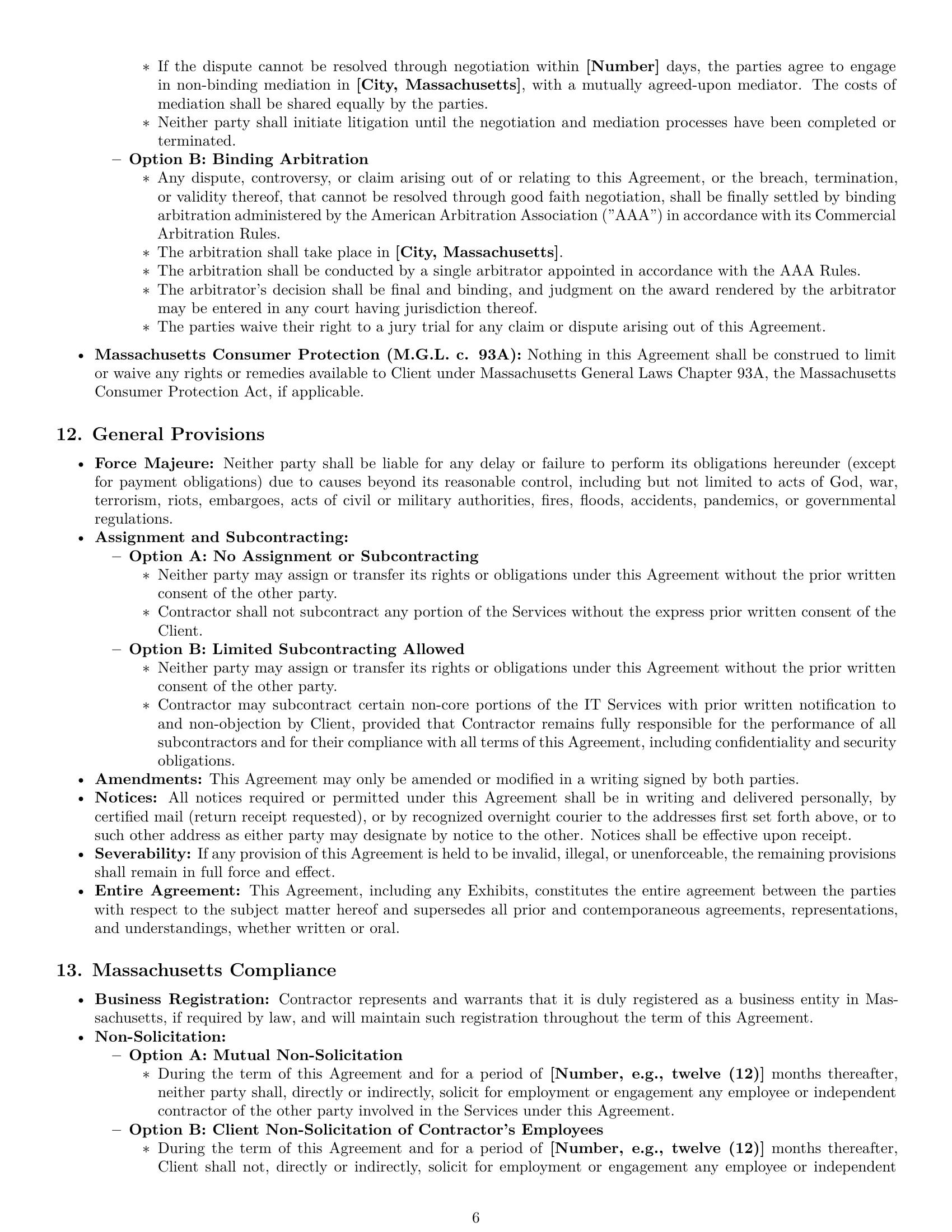 Preview page 6 of Pro Massachusetts IT independent contractor agreement template