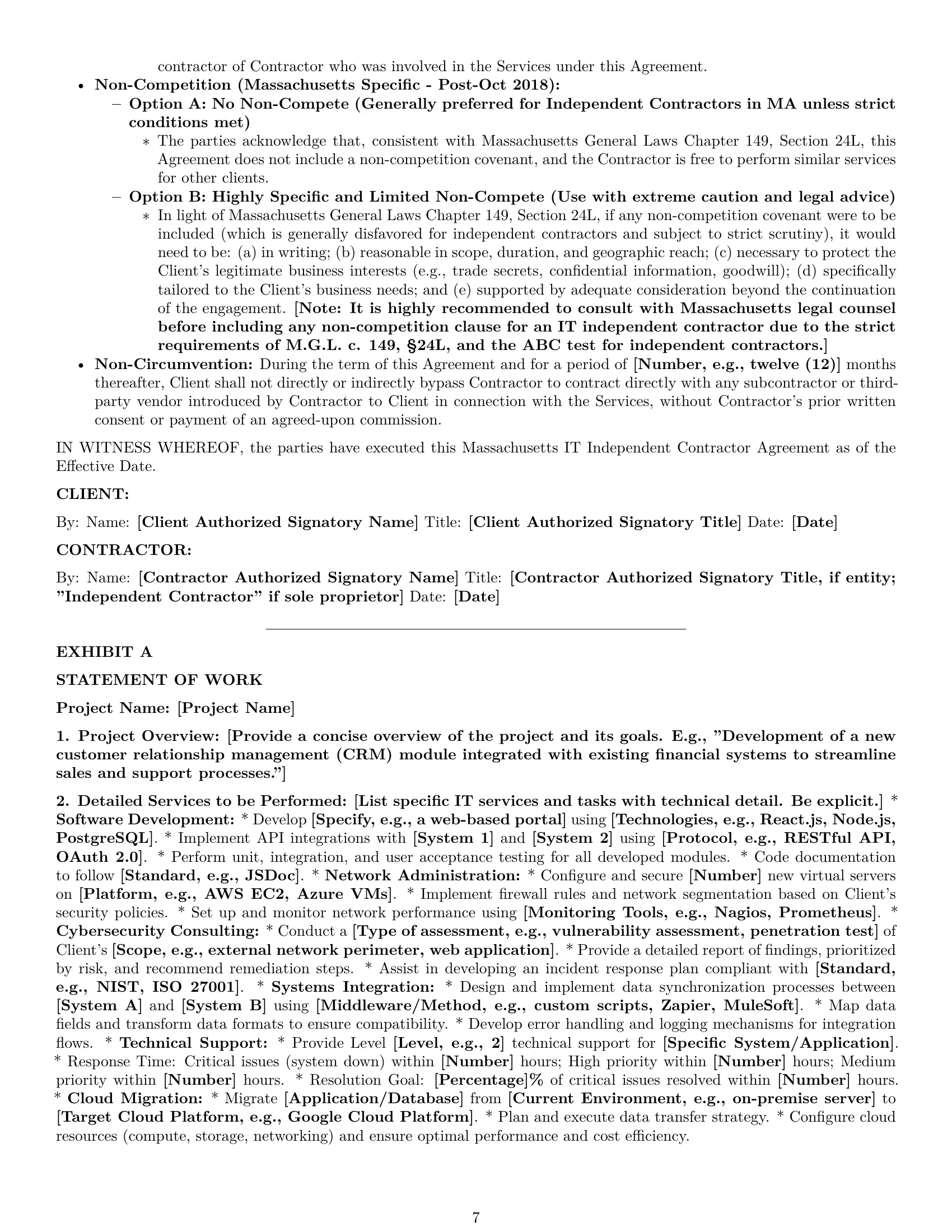Preview page 7 of Pro Massachusetts IT independent contractor agreement template