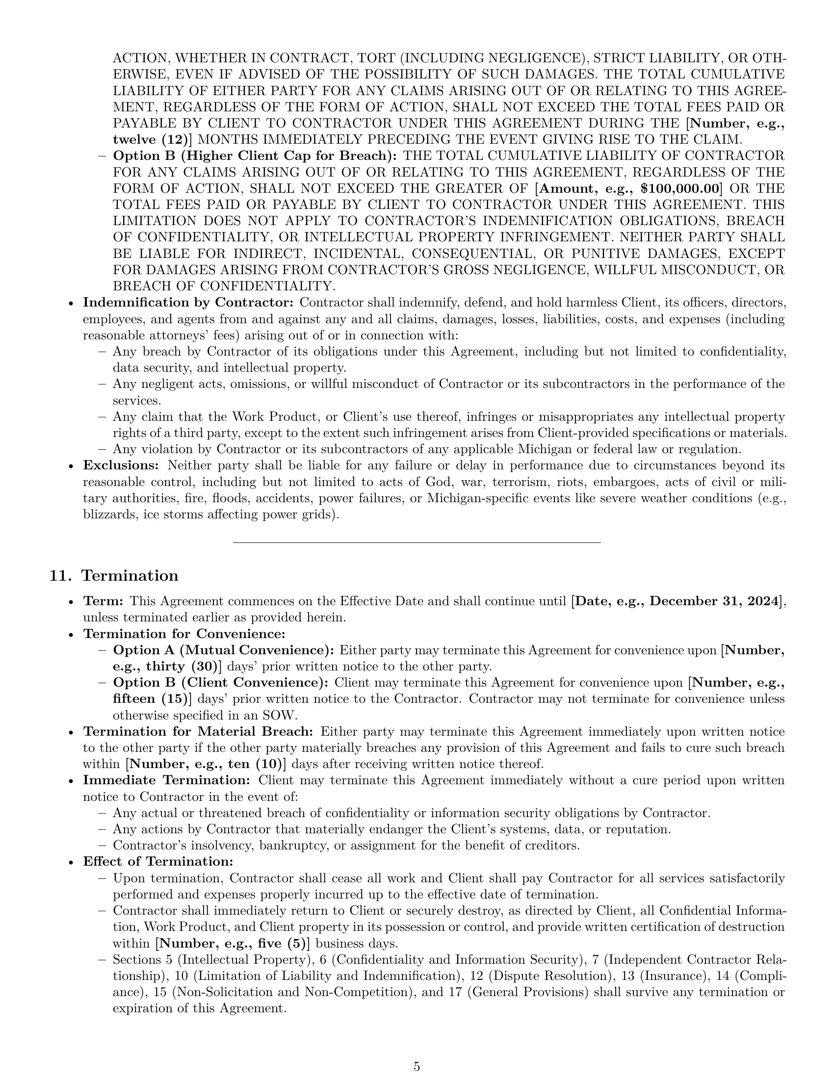 Preview page 5 of Pro Michigan IT independent contractor agreement template