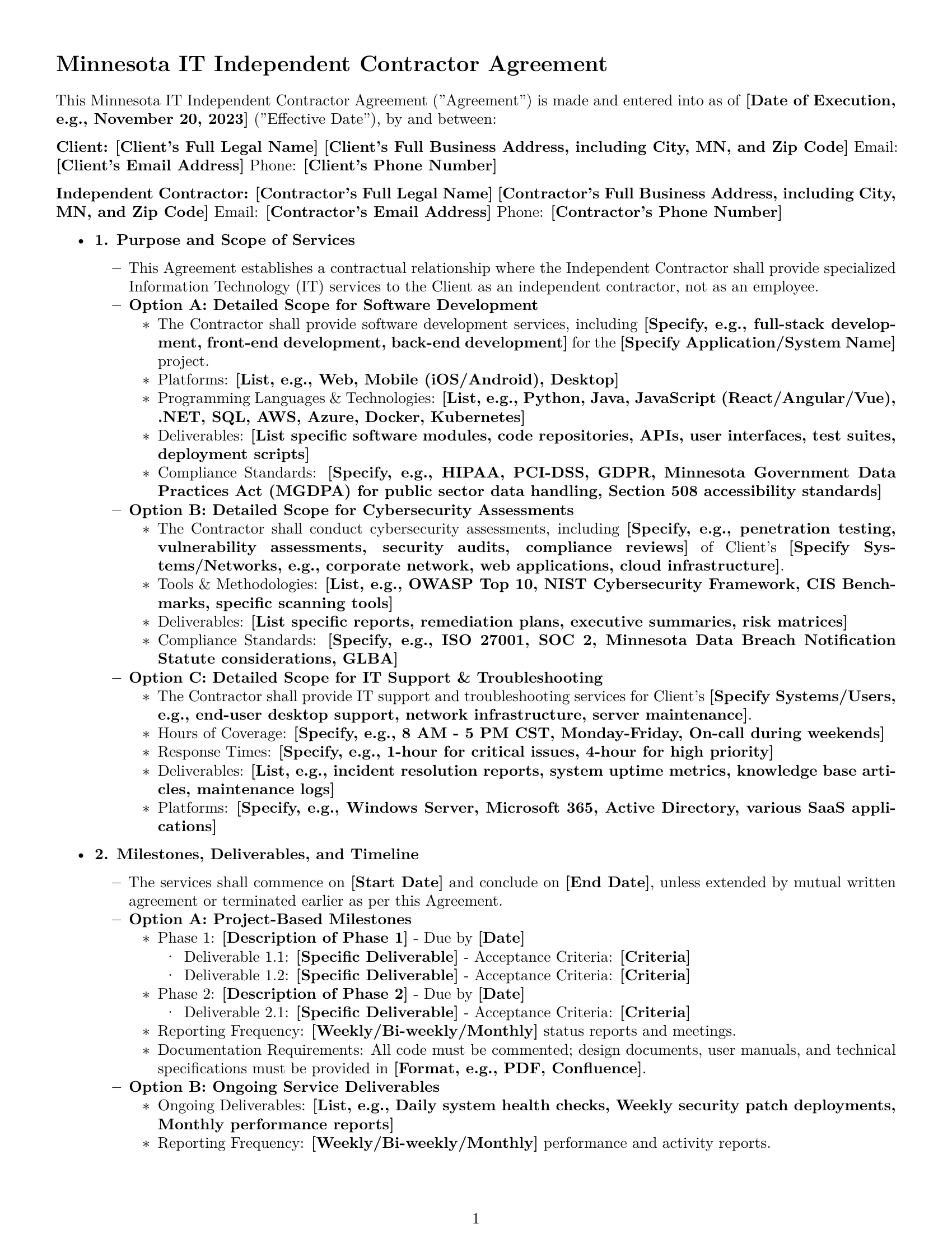 Preview page 1 of Pro Minnesota IT independent contractor agreement template