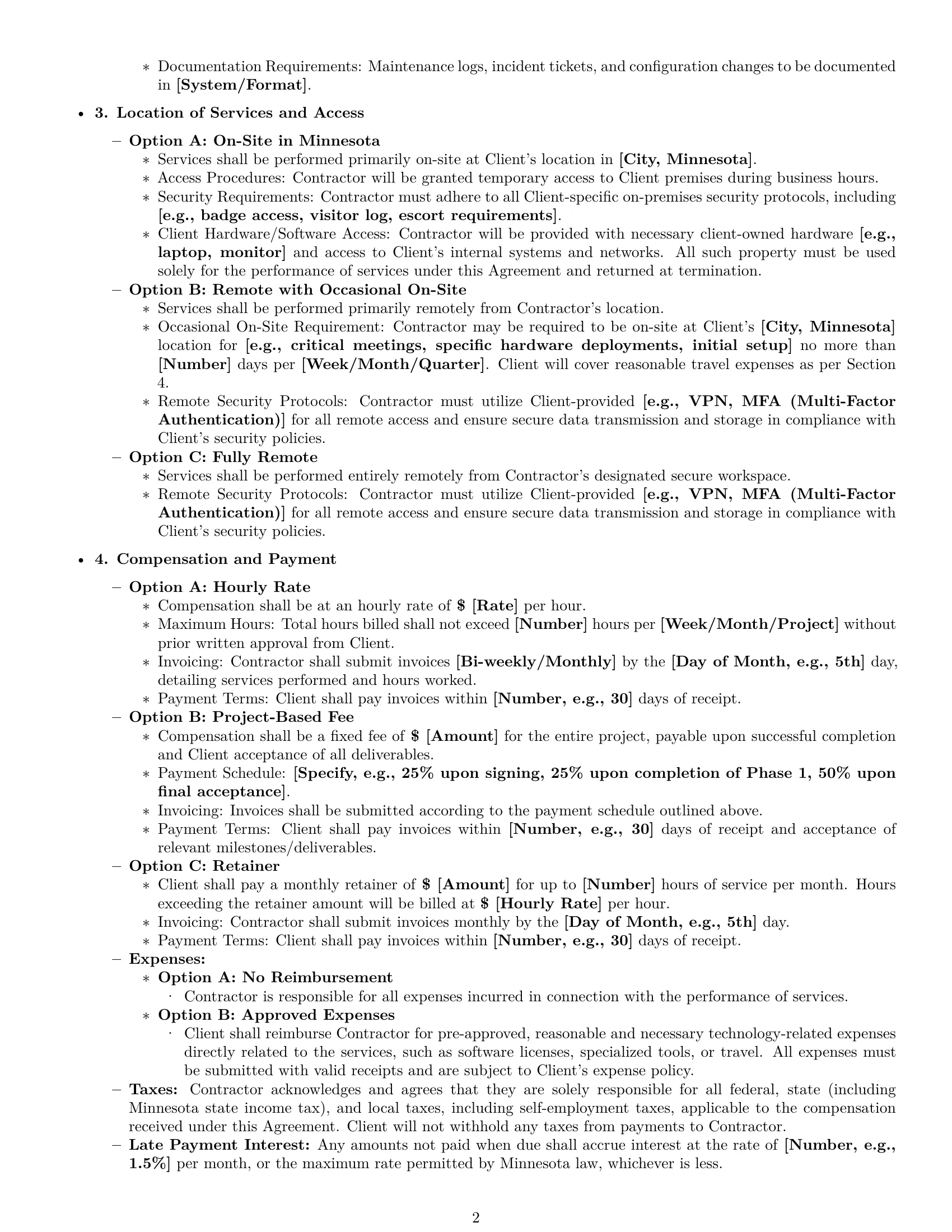 Preview page 2 of Pro Minnesota IT independent contractor agreement template